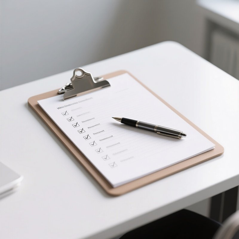 A Photorealistic Checklist On A Clipboard With A Pen Lying Diagonally Across The Page On A Clean White Desk.