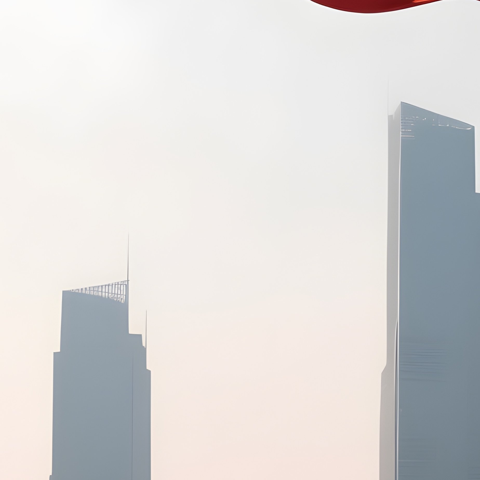 A Photorealistic Chinese Flag Waving Above A Large Square Surrounded By Modern High Rise Silhouettes. - Full Resolution Quality Preview
