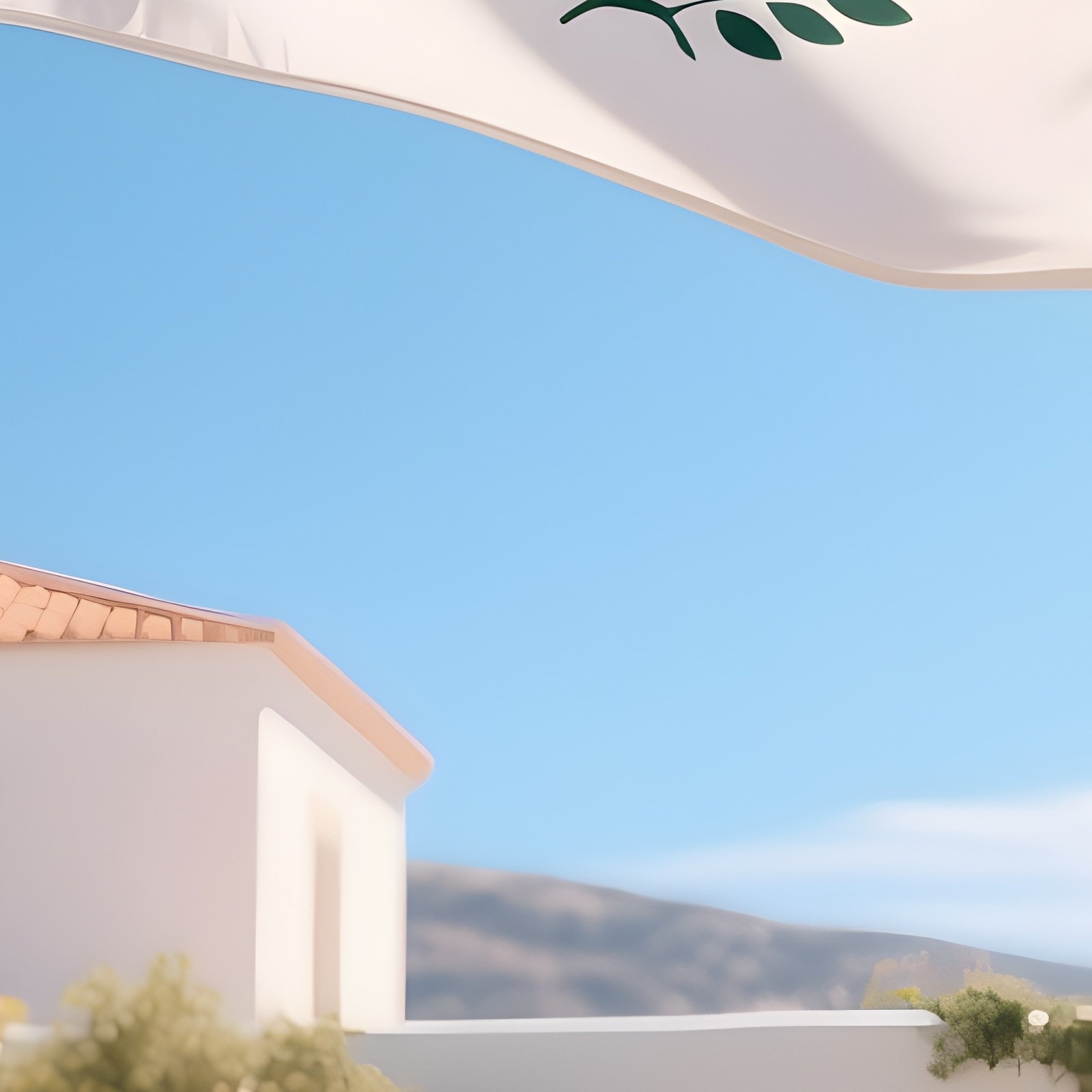 A Photorealistic Cypriot Flag Rising Above A Sunlit Mediterranean Courtyard. - Full Resolution Quality Preview