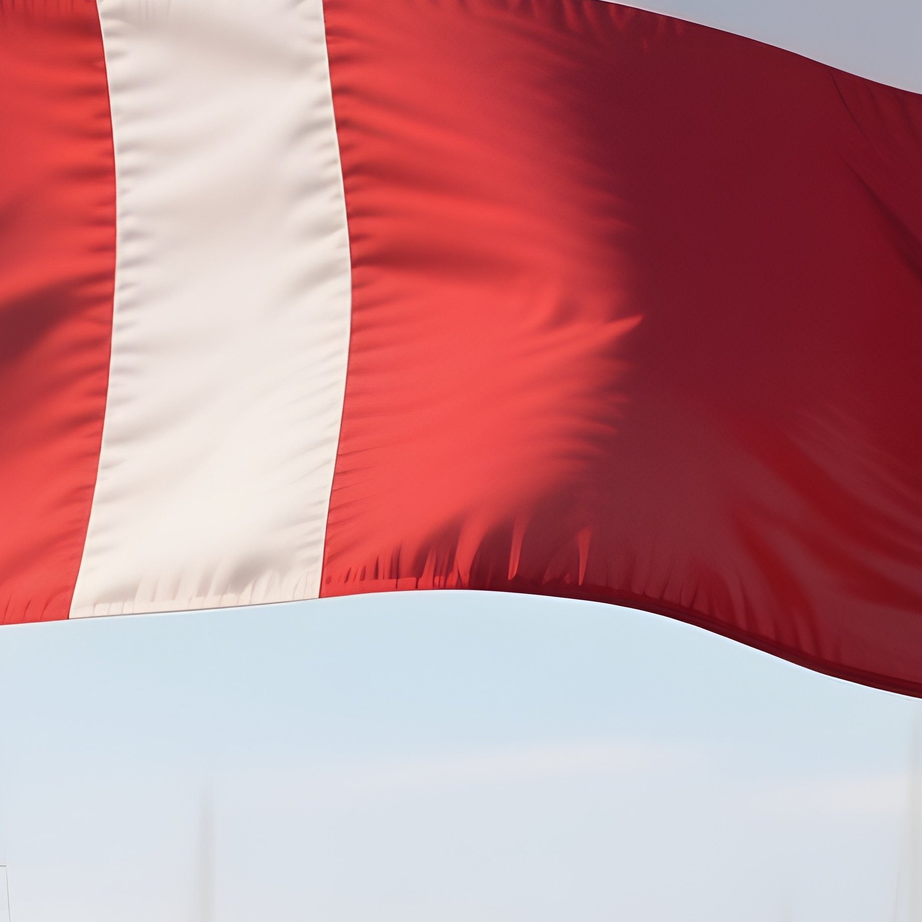 A Photorealistic Danish Flag Waving Above A Harbor Filled With Small Wooden Boats. - Full Resolution Quality Preview