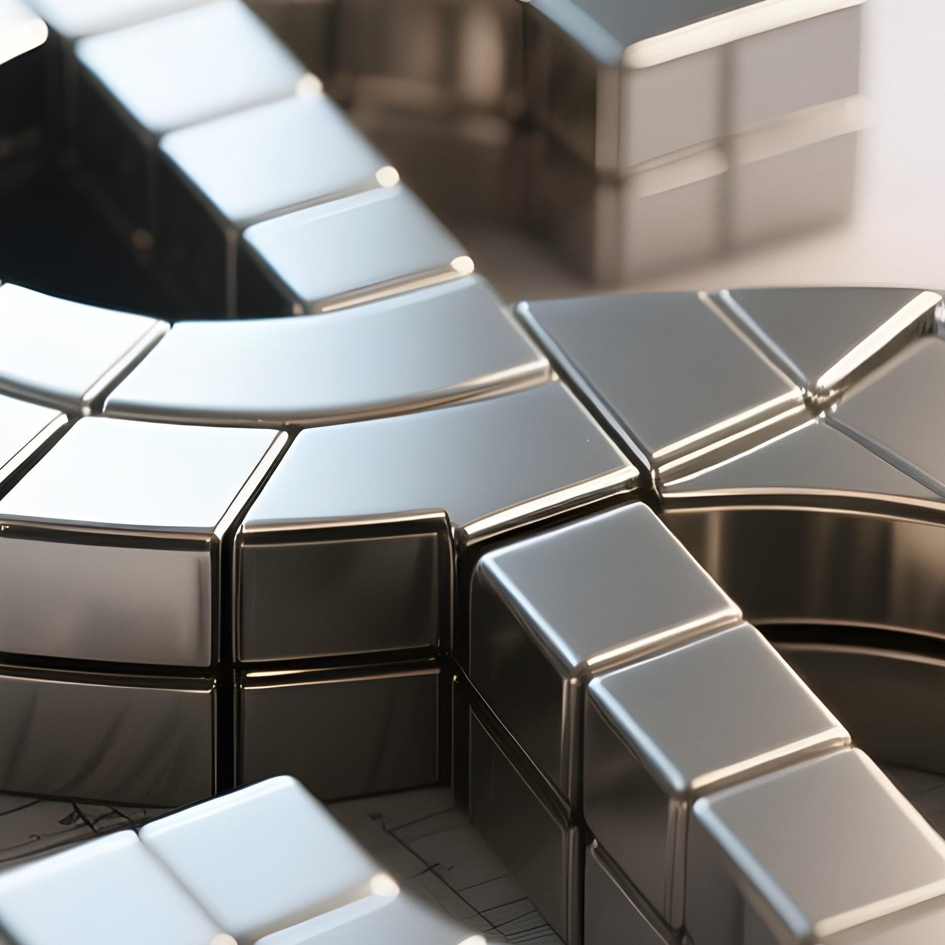 A Photorealistic Dollar Emblem Built From Miniature Metal Cubes Arranged On An Architect’S Table. - Full Resolution Quality Preview