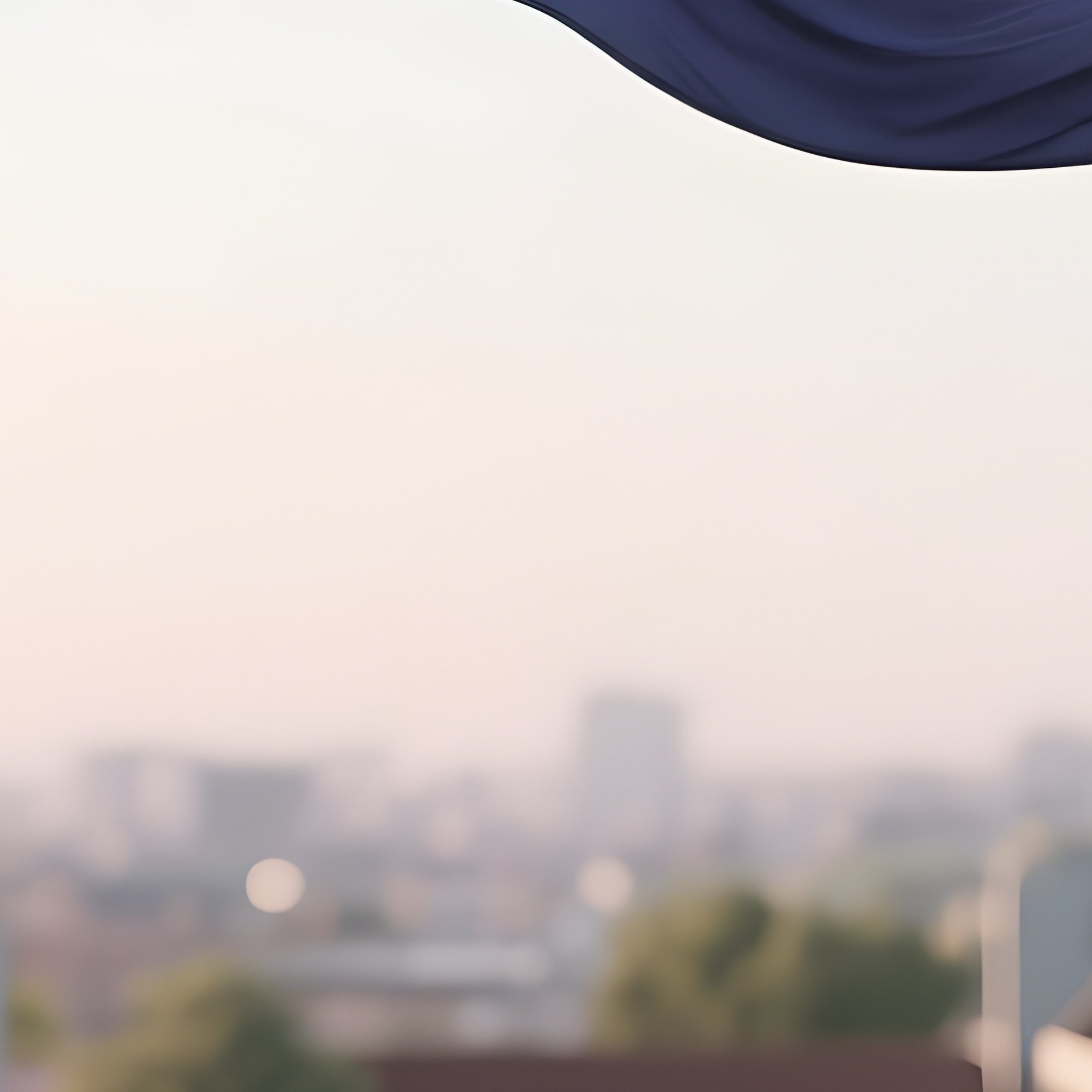 A Photorealistic Enby Lesbian Hybrid Flag Waving Above A Calm Rooftop Garden. - Full Resolution Quality Preview