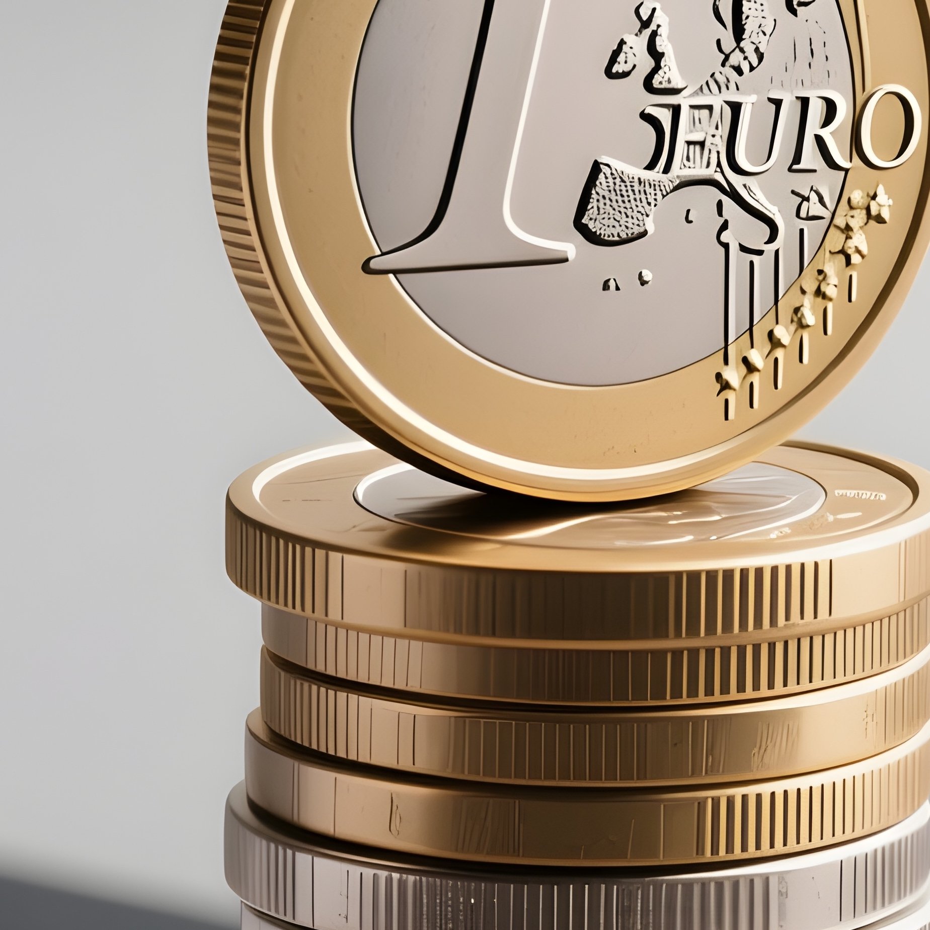 A Photorealistic Euro Coin Stack Arranged Neatly Beside A Calculator And Metal Clipboard. - Full Resolution Quality Preview