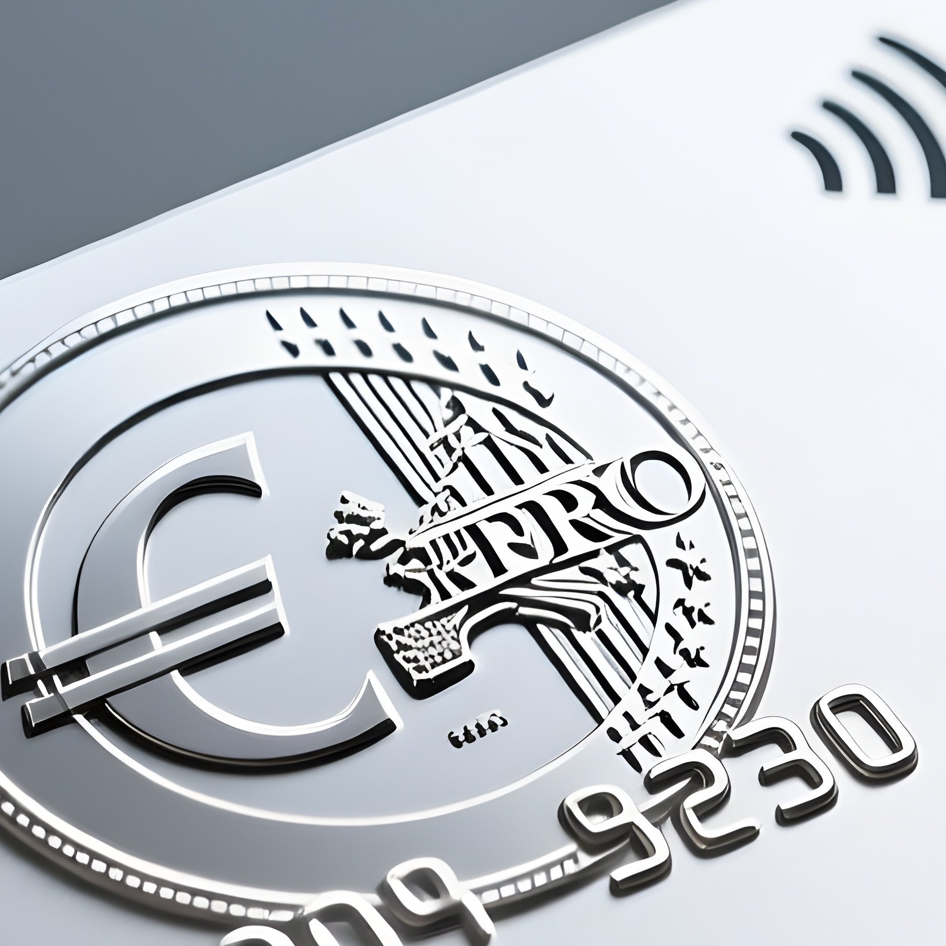 A Photorealistic Euro Emblem Embossed On A Sleek Silver Credit Card Placed Beside A Mobile Banking Screen. - Full Resolution Quality Preview