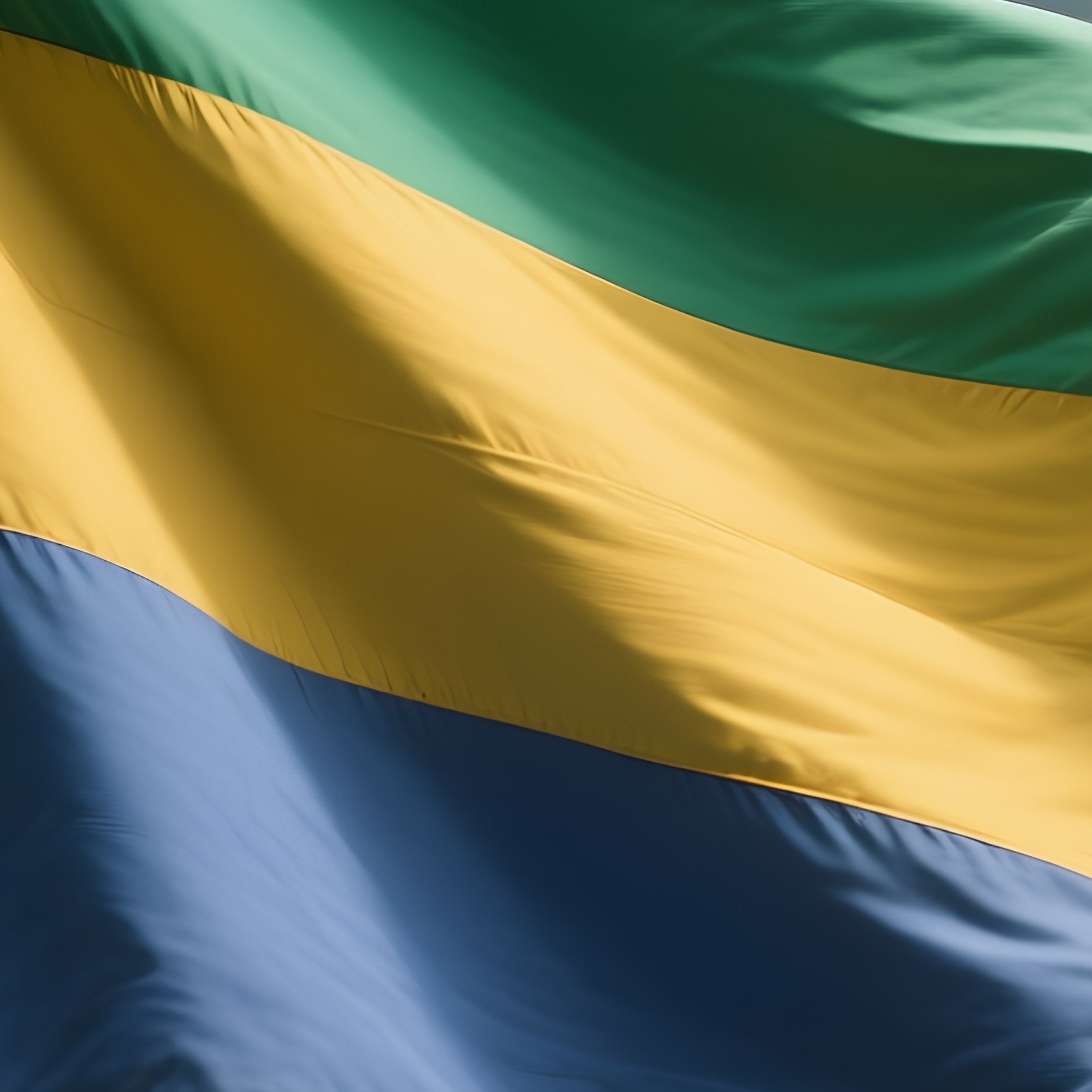 A Photorealistic Gabonese Flag Fluttering Beside A Dense Equatorial Forest. - Full Resolution Quality Preview