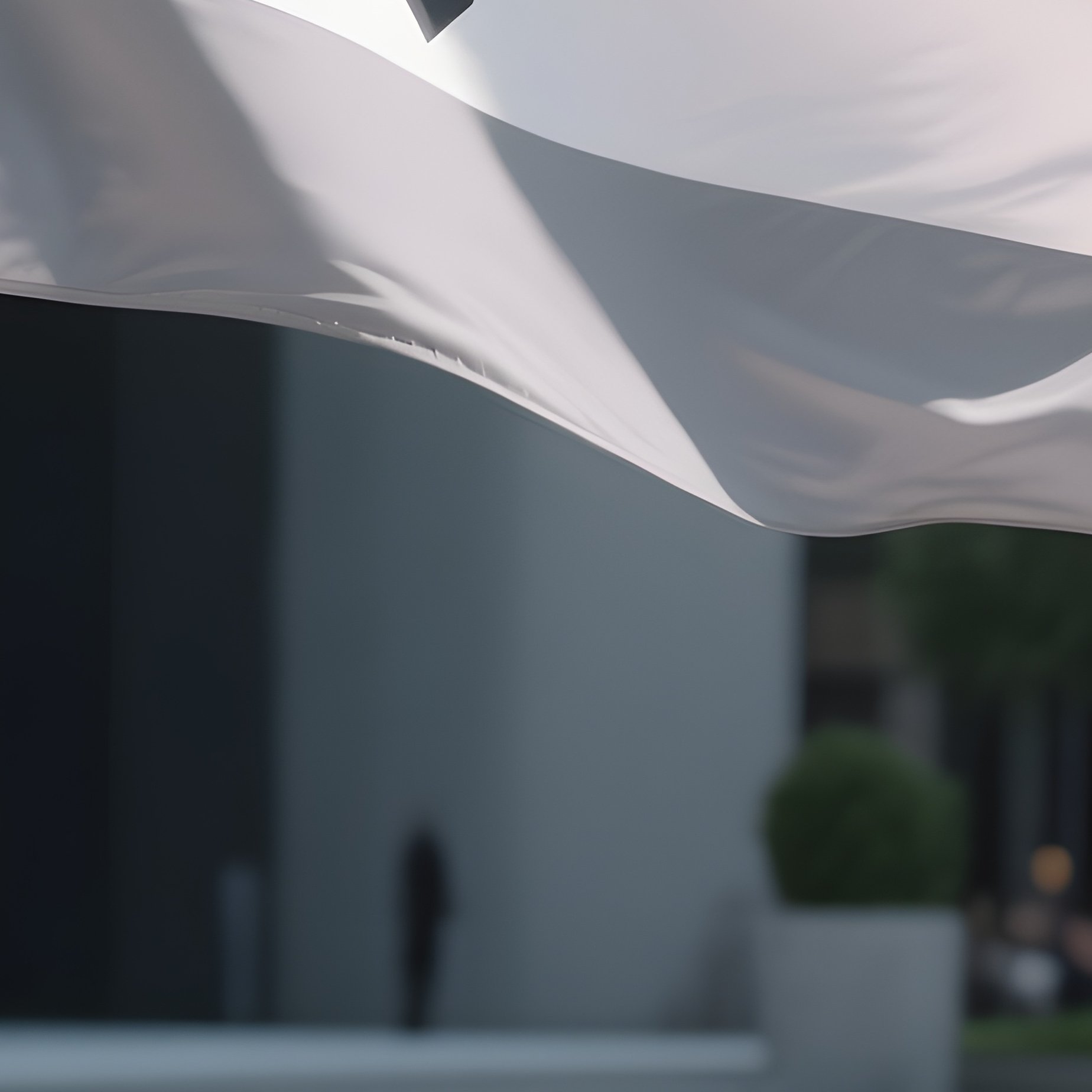 A Photorealistic Greysexual Flag Waving Beside A Modern Stone Plaza Fountain. - Full Resolution Quality Preview
