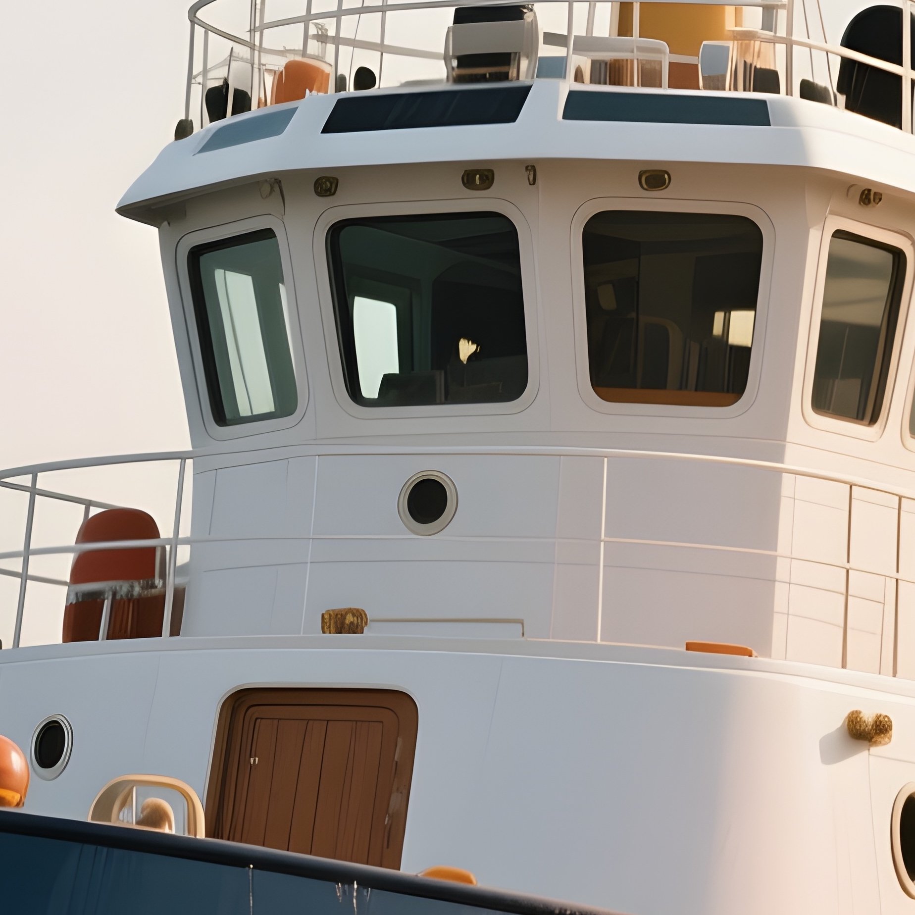 A Photorealistic Harbor Tugboat With A Small But Vibrant Flag Fluttering At Its Stern. - Full Resolution Quality Preview