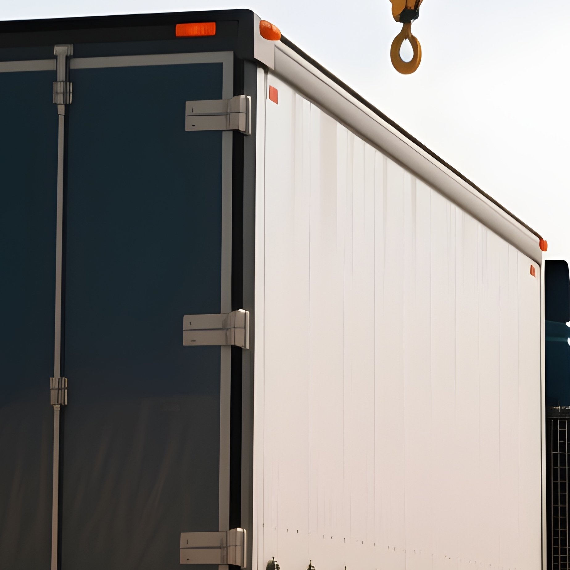 A Photorealistic Heavy Duty Truck Reversing Toward A Loading Platform Where A Crane Awaits. - Full Resolution Quality Preview