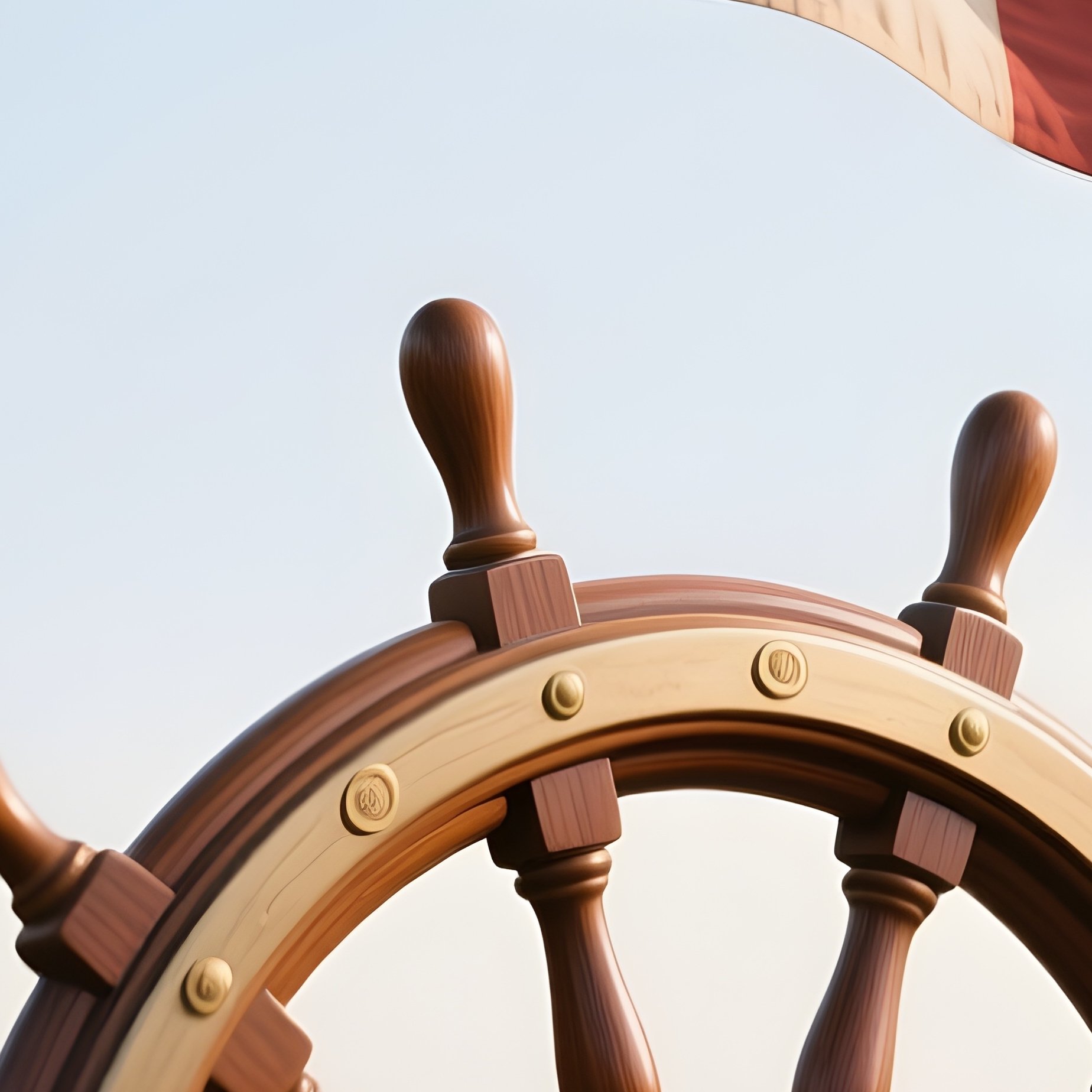 A Photorealistic Helm Side Flag Fluttering Near A Wooden Wheel Aboard A Classic Vessel. - Full Resolution Quality Preview