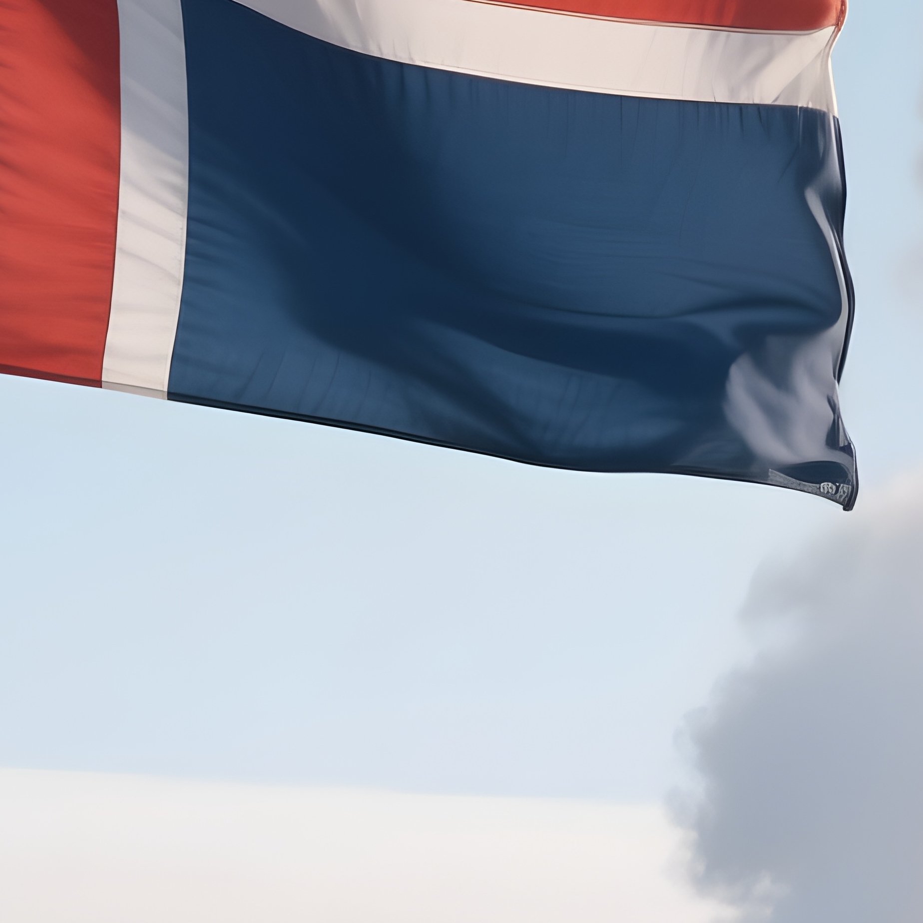 A Photorealistic Icelandic Flag Fluttering Beside Geothermal Steam Vents. - Full Resolution Quality Preview
