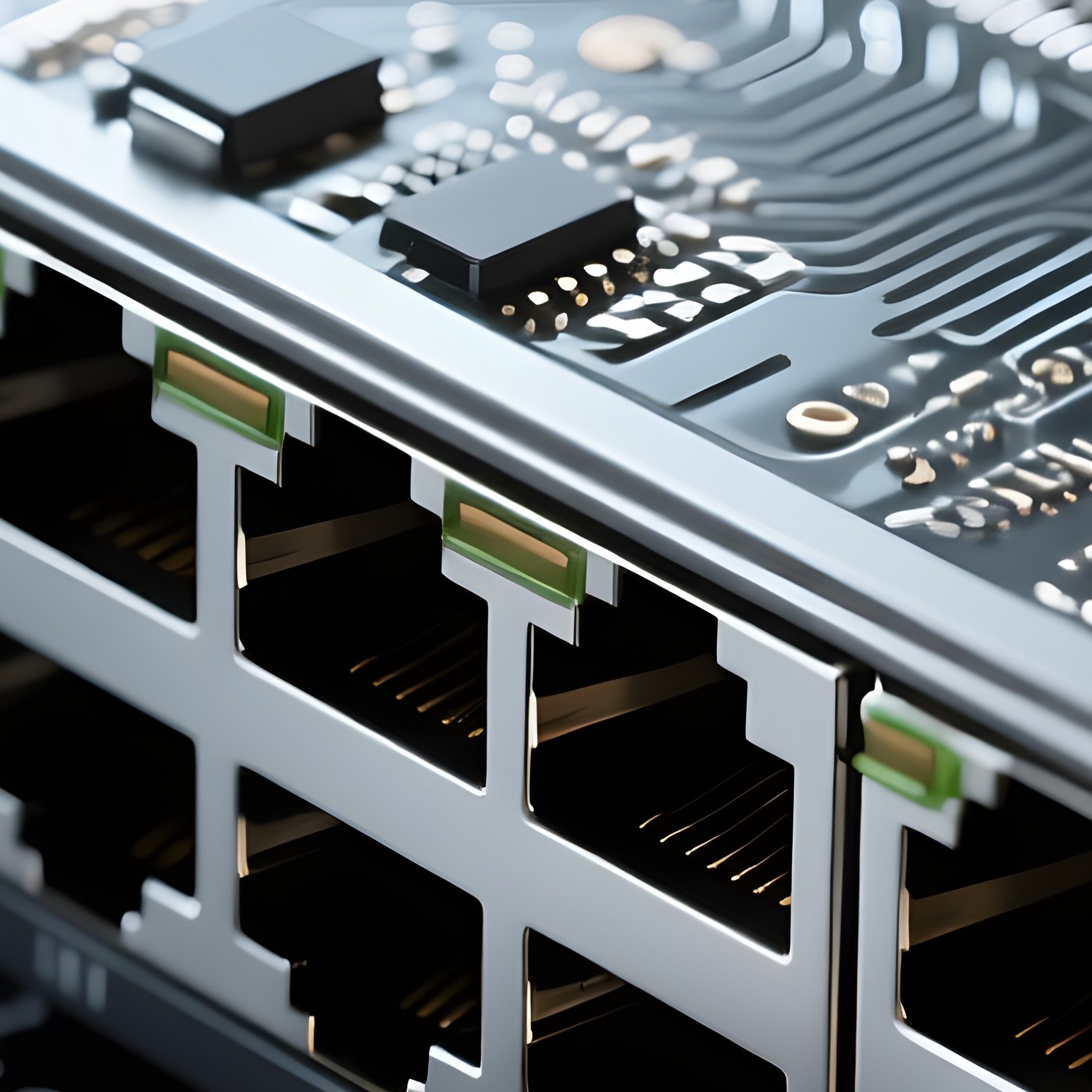 A Photorealistic Image Of A Network Switch Close Up - Full Resolution Quality Preview