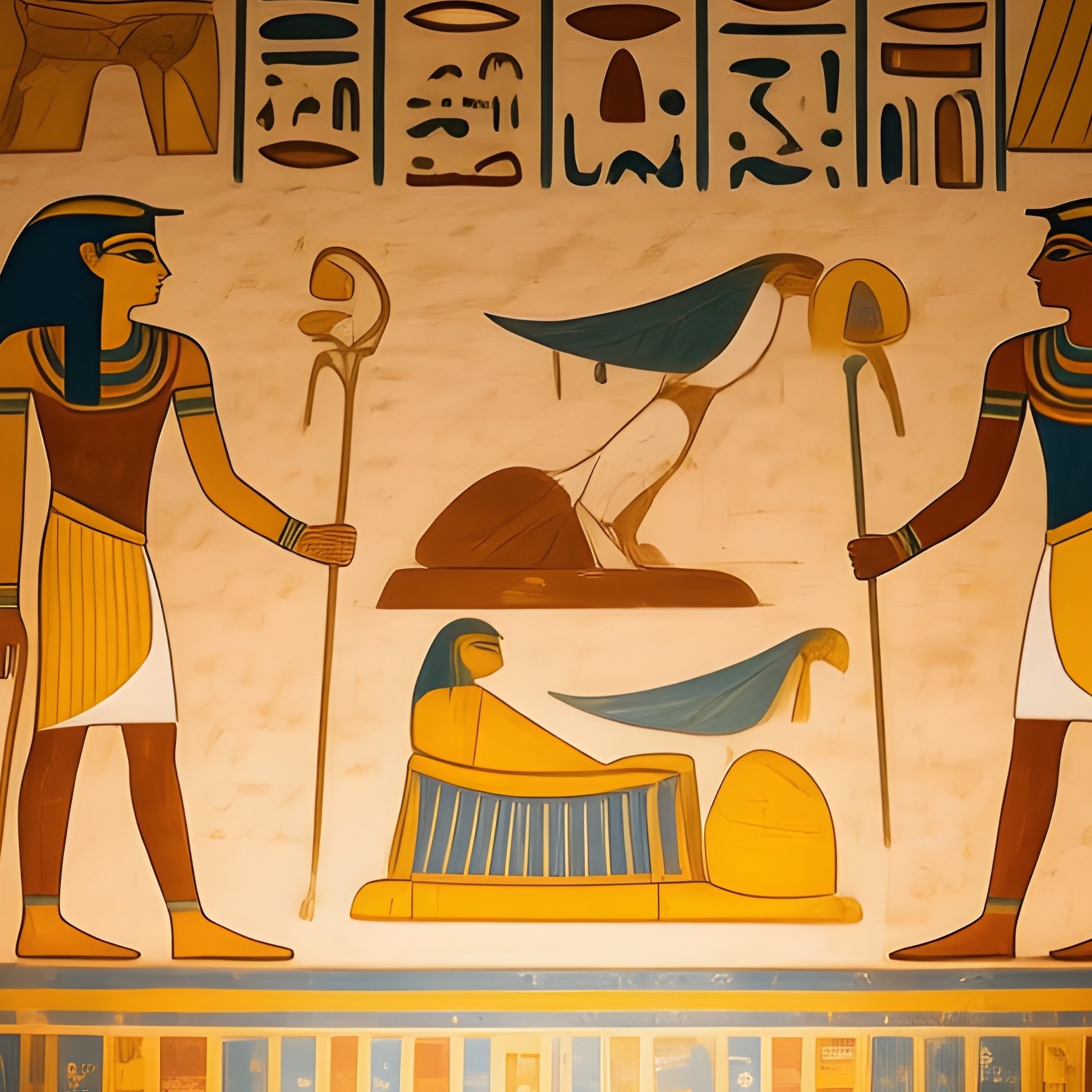 A Photorealistic Image Of An Egyptian Tomb With Painted Hieroglyphs - Full Resolution Quality Preview
