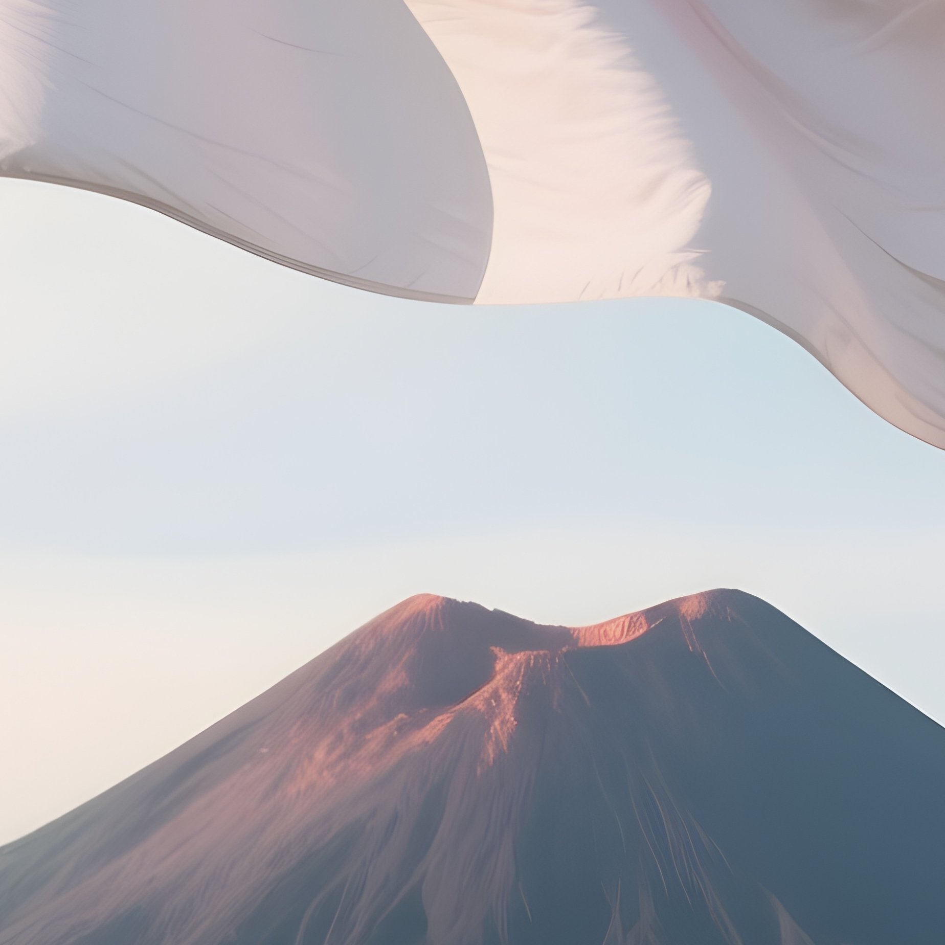 A Photorealistic Indonesian Flag Waving Near A Volcanic Island Coastline. - Full Resolution Quality Preview