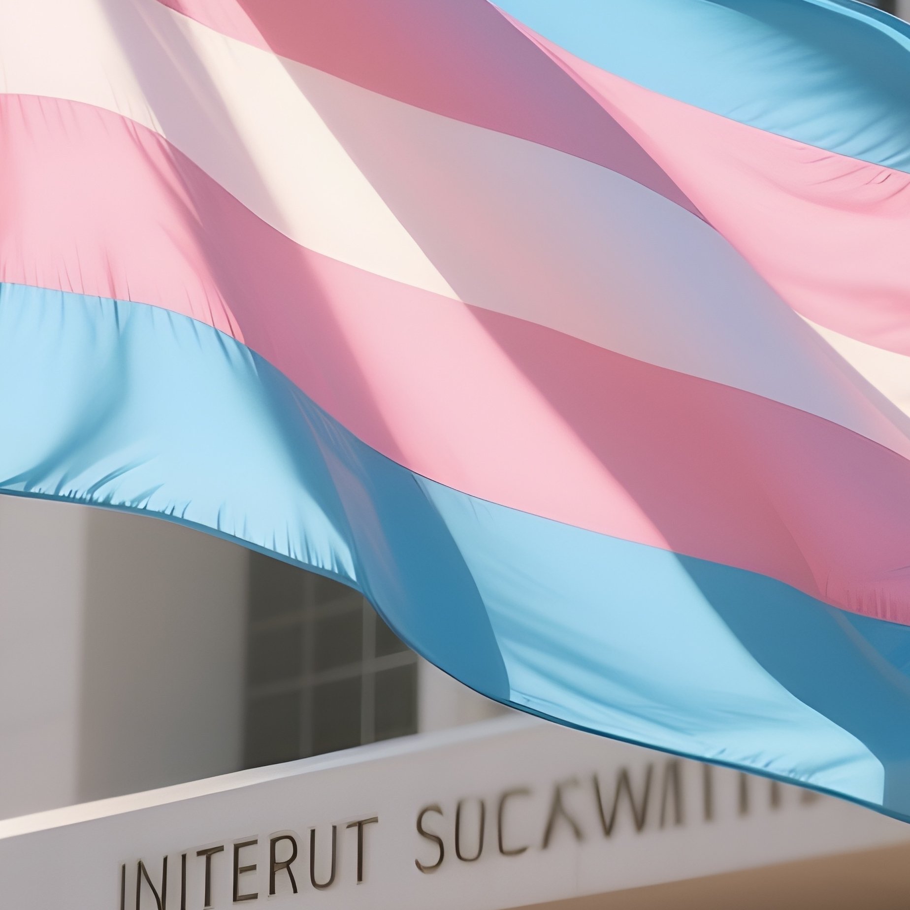 A Photorealistic Intersex Flag Fluttering In Front Of A Sunlit Modern Civic Center. - Full Resolution Quality Preview