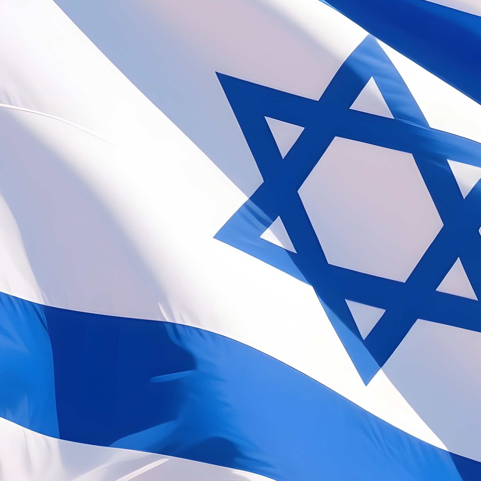 A Photorealistic Israeli Flag Waving Beside A Sunlit Plaza With Crisp Blue Sky Reflections. - Full Resolution Quality Preview
