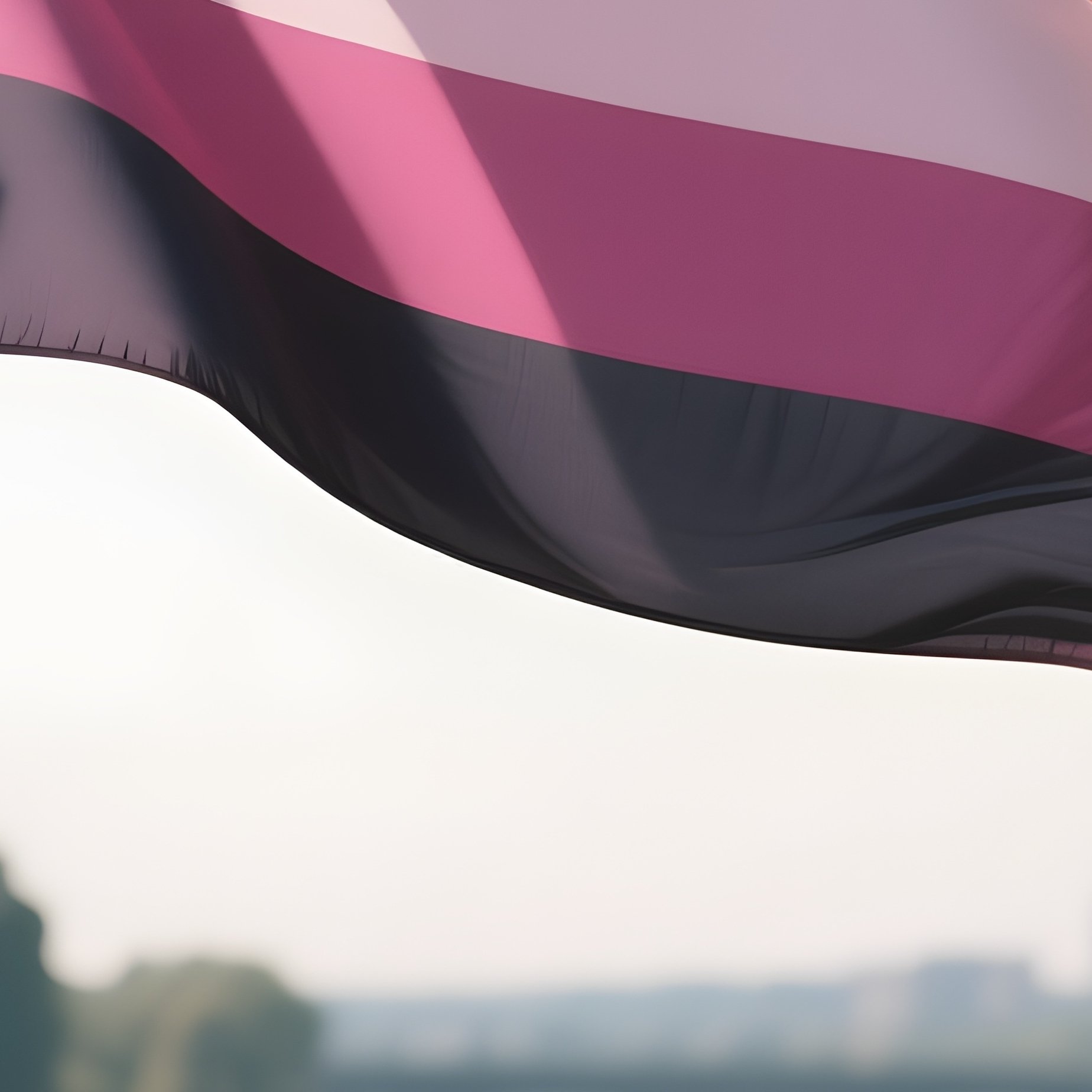 A Photorealistic Lesbian Flag Waving In Gentle Wind Near A Peaceful Riverside Walkway. - Full Resolution Quality Preview