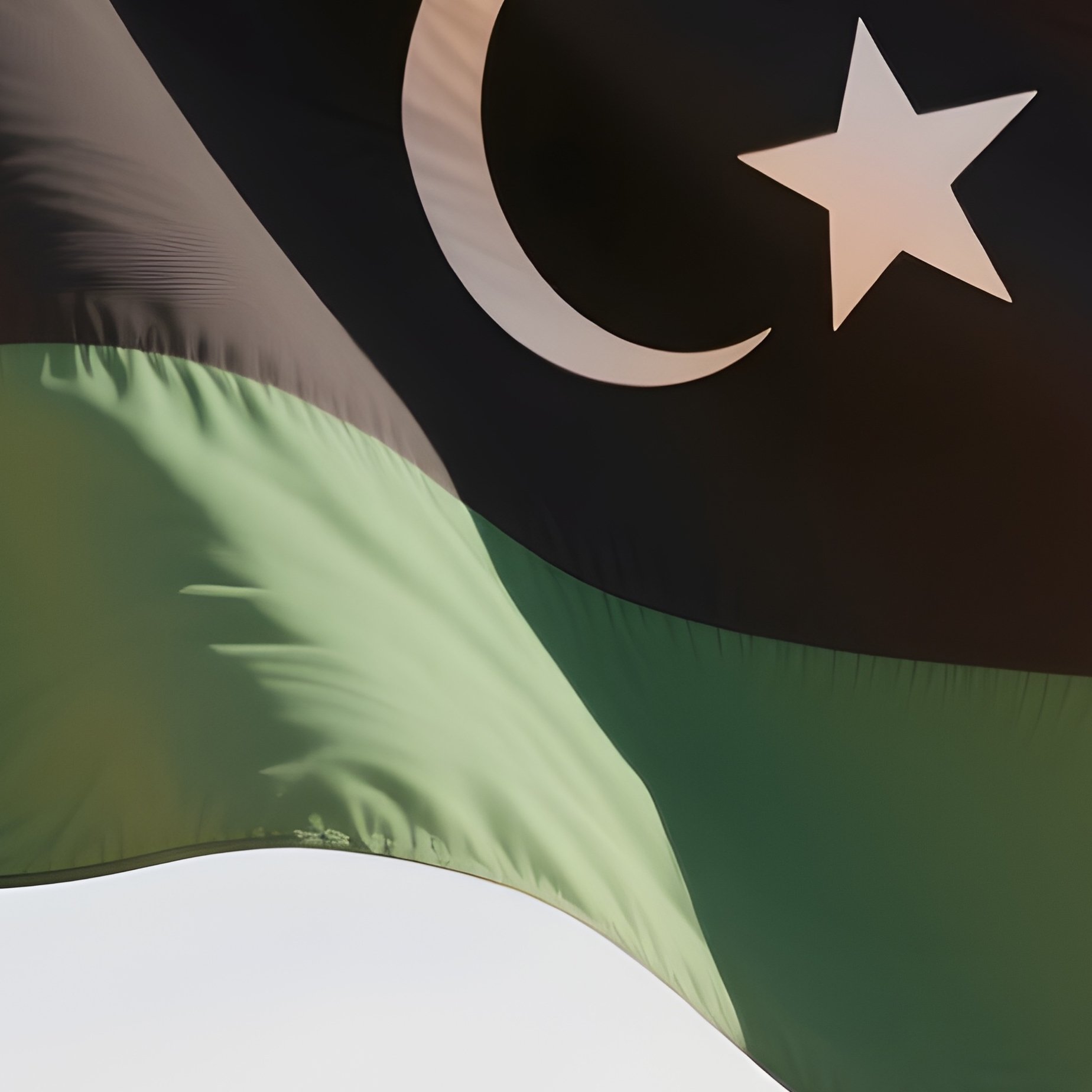 A Photorealistic Libyan Flag Waving Over An Open Desert Plain. - Full Resolution Quality Preview