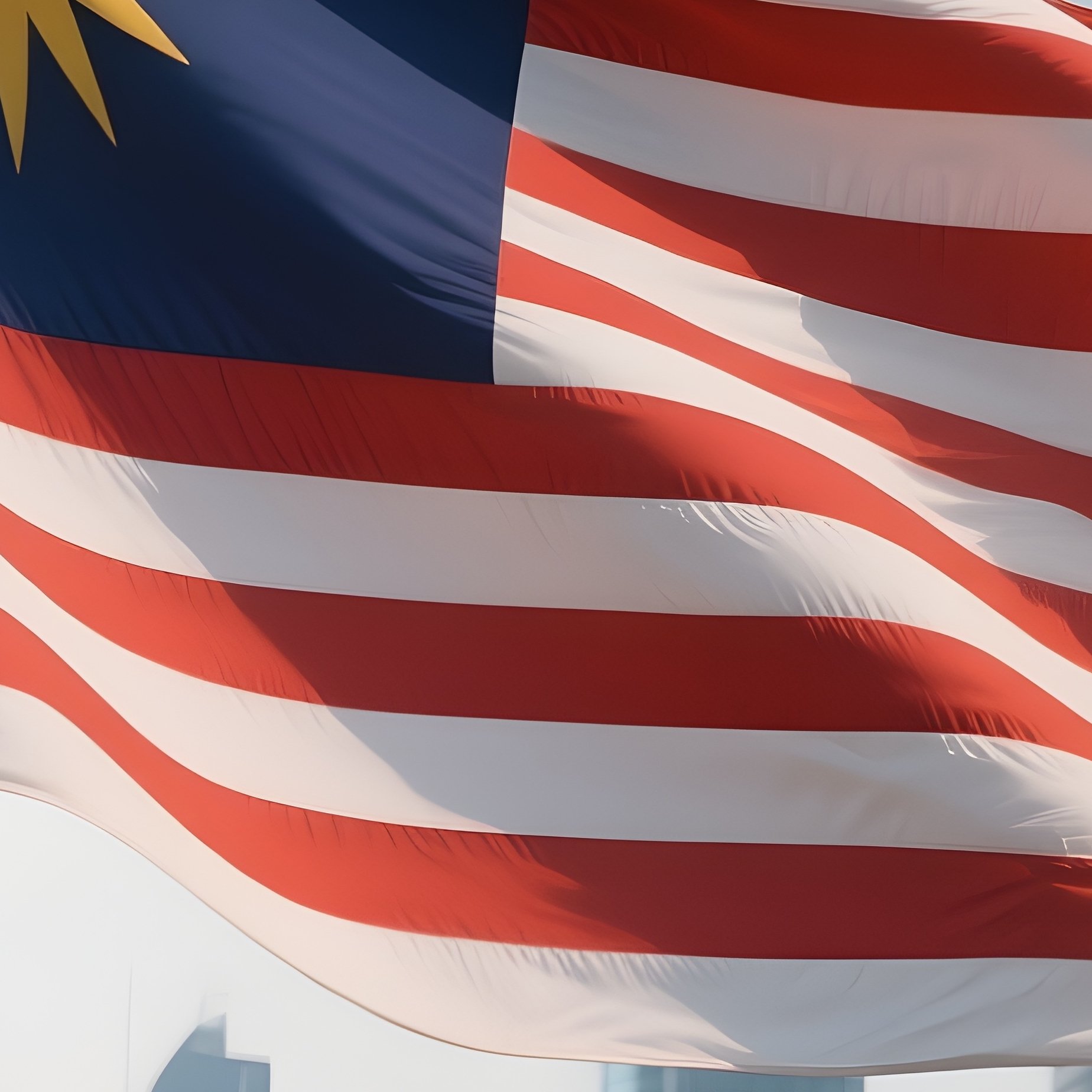 A Photorealistic Malaysian Flag Waving Beside A Futuristic City Skyline. - Full Resolution Quality Preview