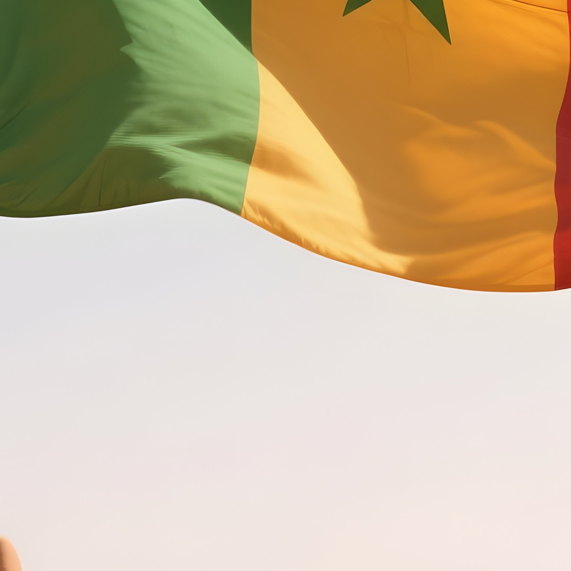 A Photorealistic Malian Flag Waving In Warm Desert Winds Near Adobe Structures. - Full Resolution Quality Preview