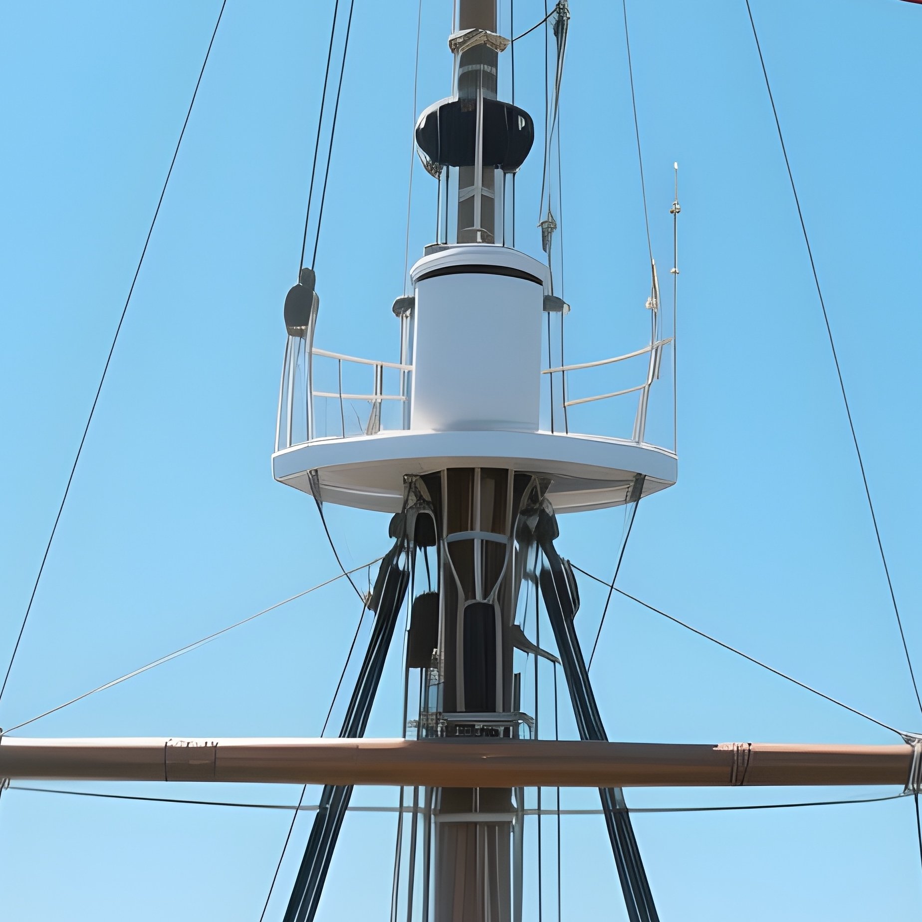 A Photorealistic Maritime Flag Fluttering Atop A Ship’S Mast Under Clear Sunny Skies With The Ocean Shimmering Below. - Full Resolution Quality Preview