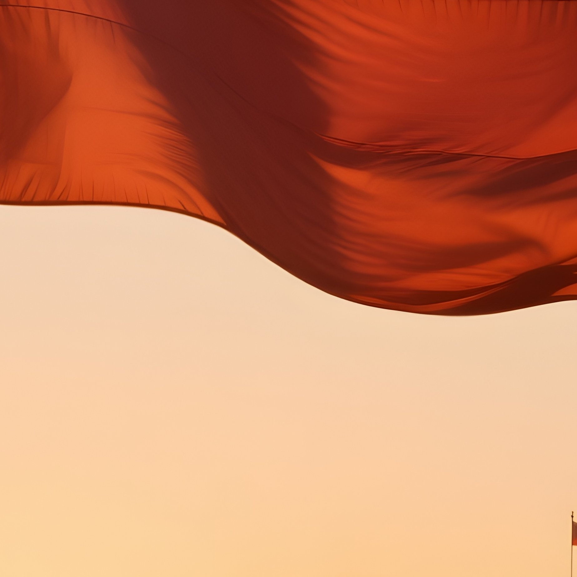 A Photorealistic National Ship Flag Catching Golden Sunset Light As The Vessel Approaches Port. - Full Resolution Quality Preview
