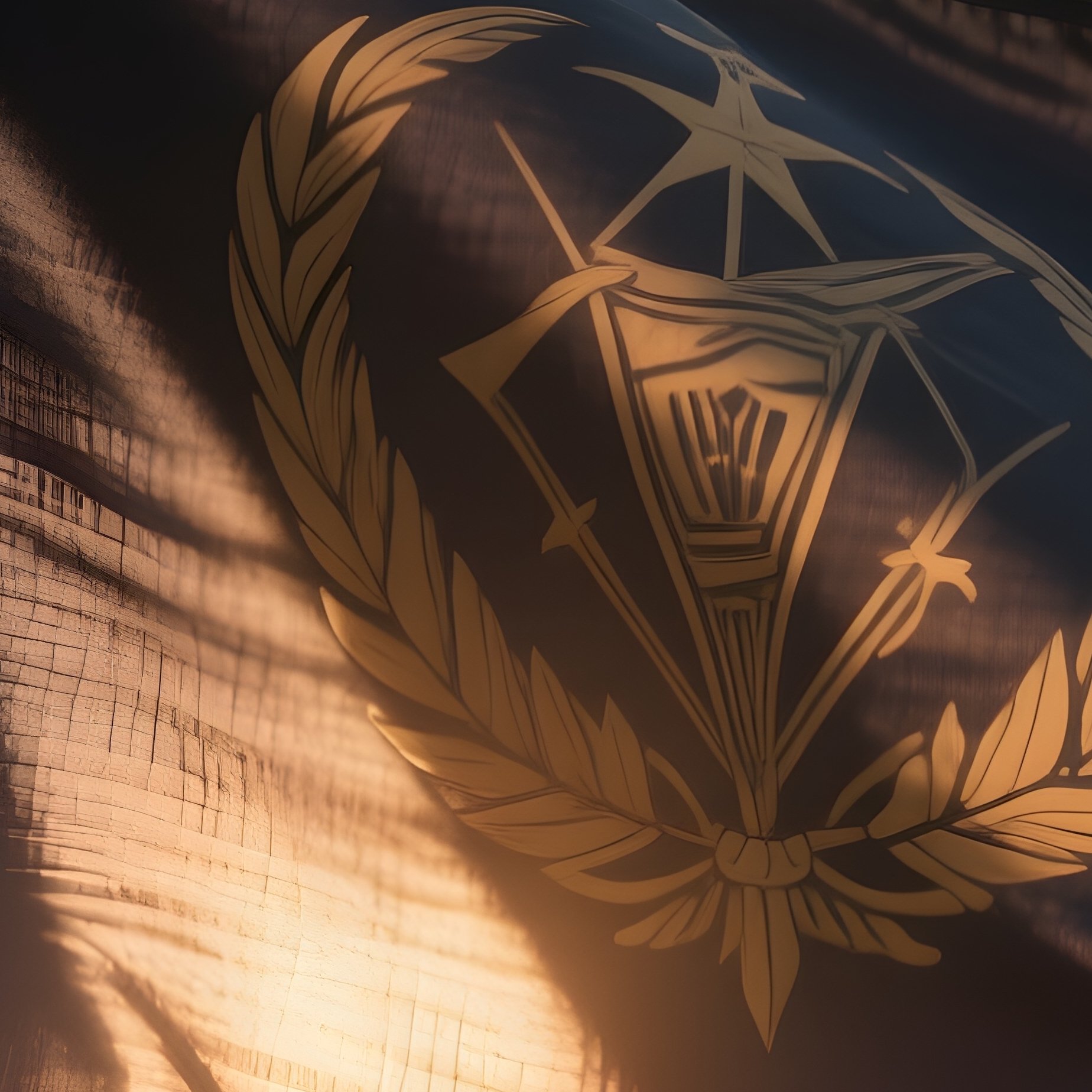 A Photorealistic Naval Style Flag Lit From Behind, Showing Its Texture Clearly Against The Horizon. - Full Resolution Quality Preview