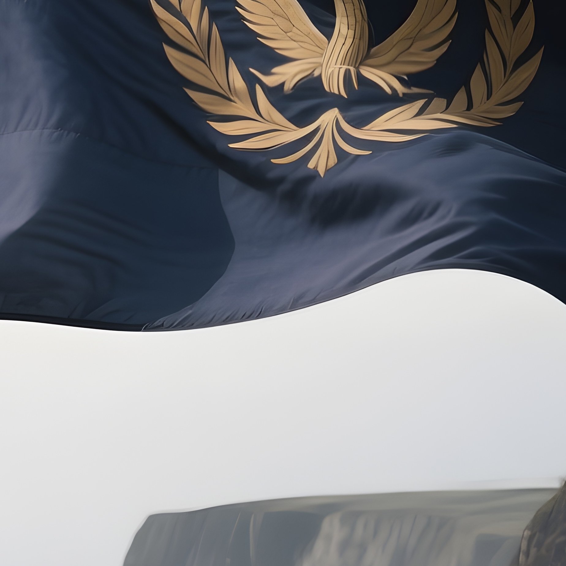 A Photorealistic Navy Style Flag Whipping In Powerful Coastal Winds Near Cliffs. - Full Resolution Quality Preview