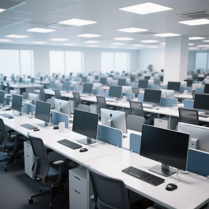 A Photorealistic Office With Computer Workstations