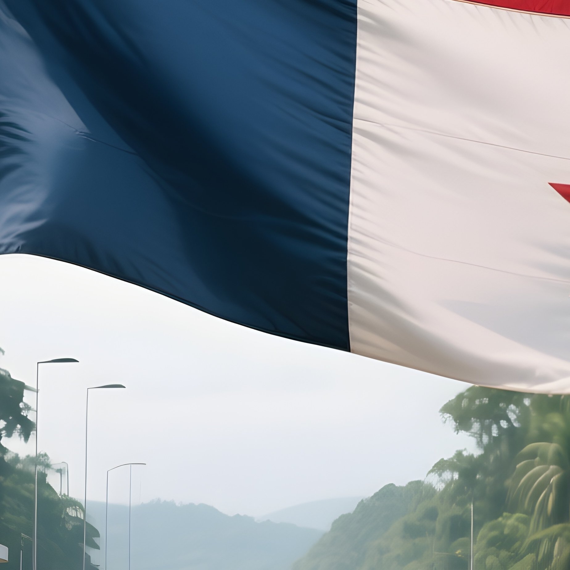 A Photorealistic Panamanian Flag Waving Near A Canal Lock Surrounded By Jungle. - Full Resolution Quality Preview