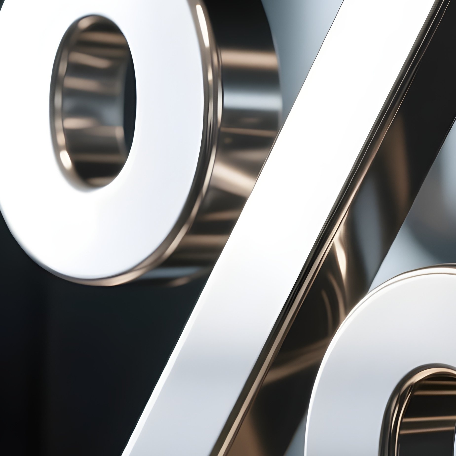 A Photorealistic Percent Icon Displayed As A Metal Sculpture On A Ceo’S High Gloss Office Shelf. - Full Resolution Quality Preview