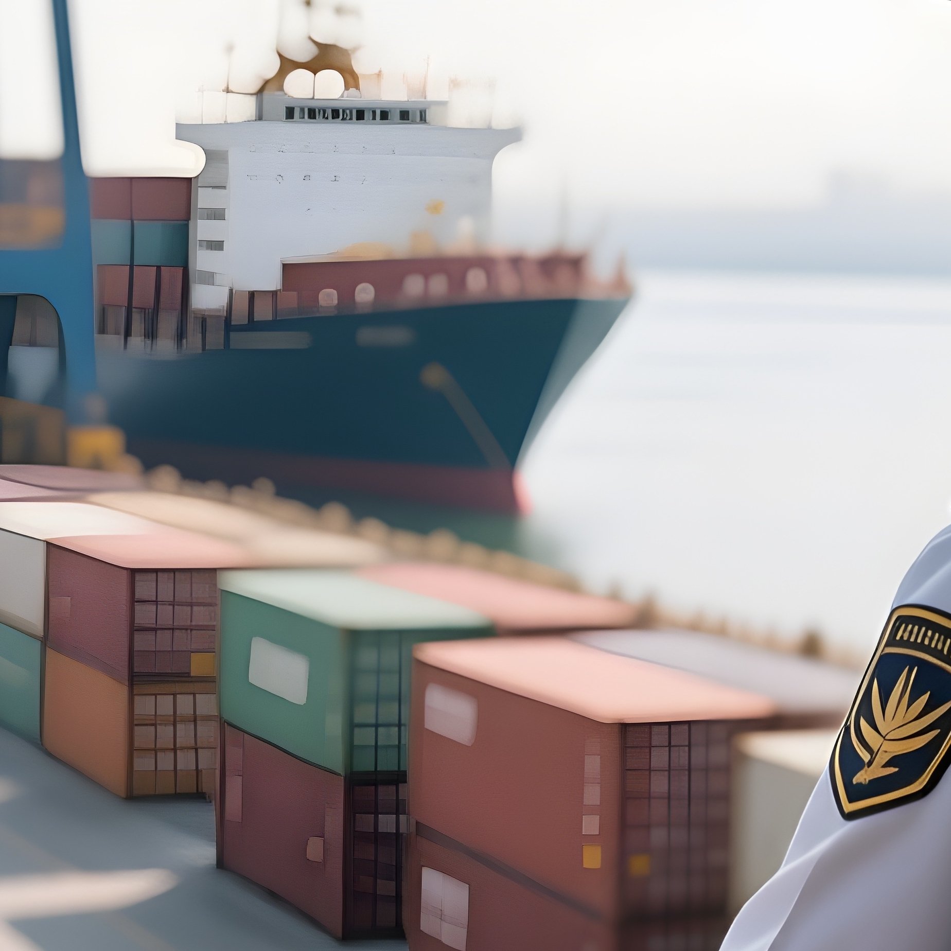 A Photorealistic Port Supervisor Observing Loading Operations From A Balcony Overlooking Container Rows. - Full Resolution Quality Preview