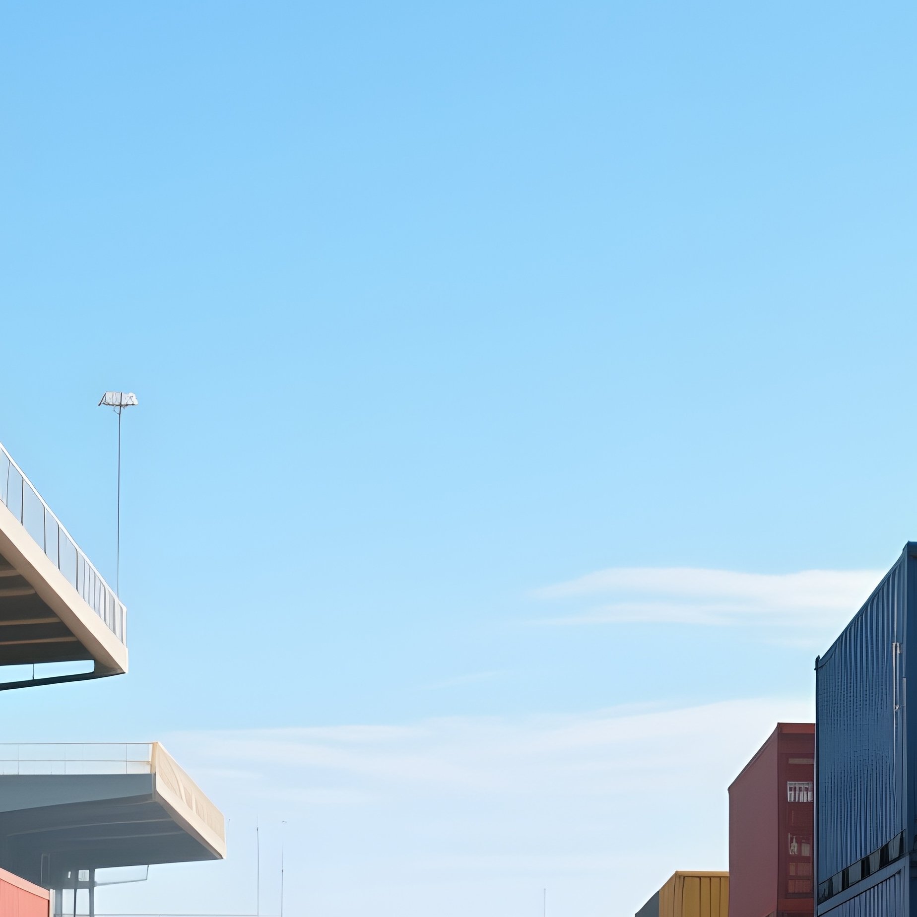 A Photorealistic Rail Freight Terminal Where Containers Are Transferred Between Wagons Under Clear Blue Sky. - Full Resolution Quality Preview