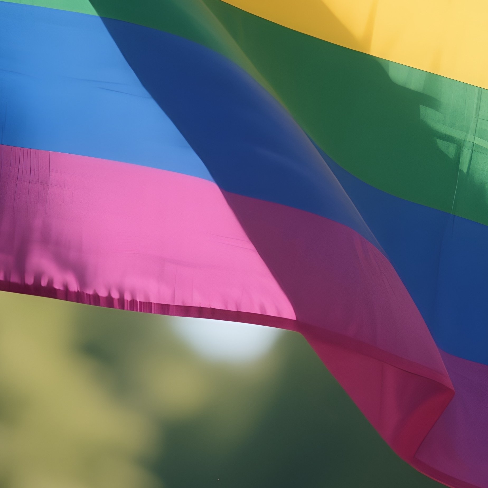 A Photorealistic Rainbow Flag Held Aloft During A Sunny Outdoor Gathering With Blurred Cheering Crowds In The Background. - Full Resolution Quality Preview
