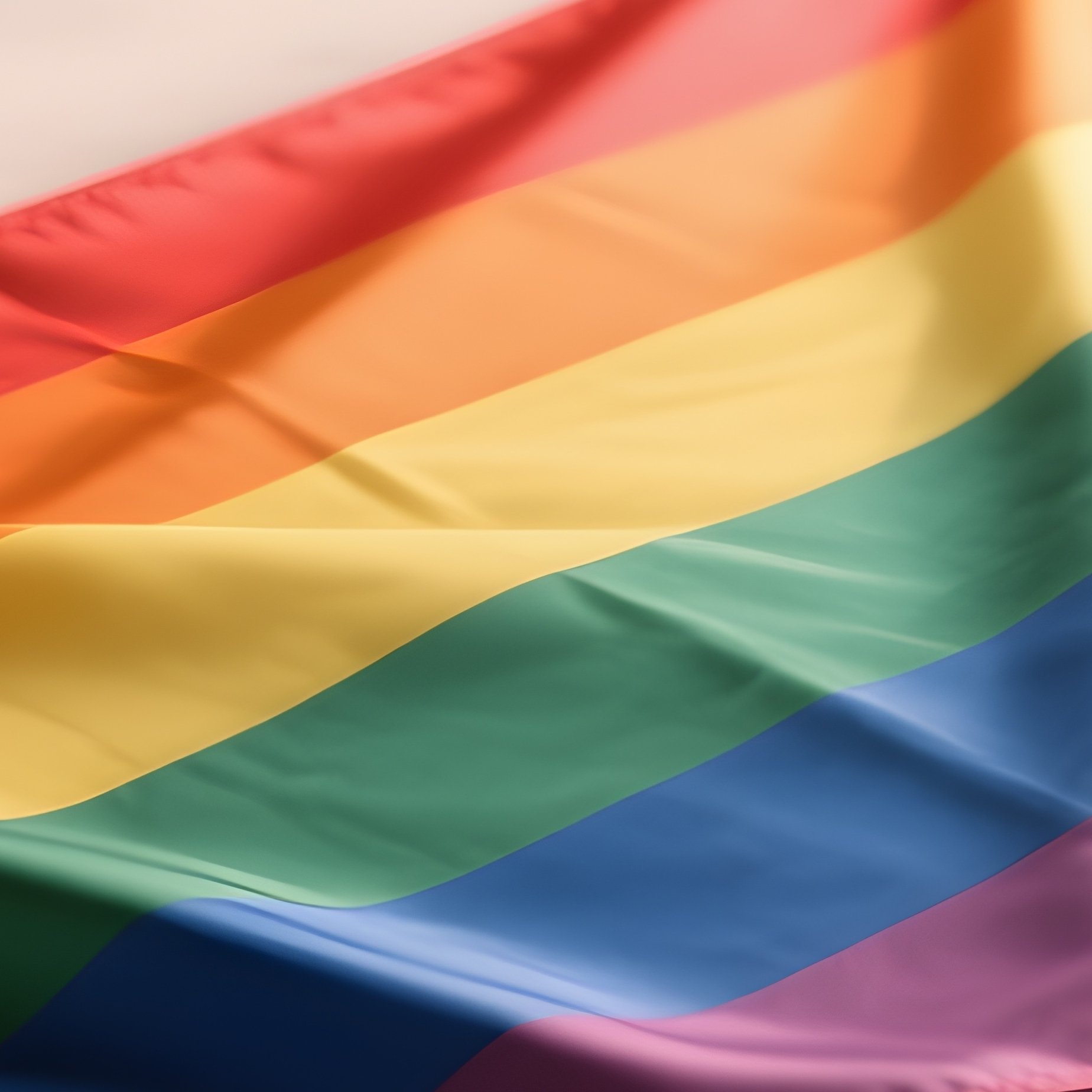 A Photorealistic Rainbow Flag Resting On A Table During Indoor Decoration With Soft Backlighting. - Full Resolution Quality Preview