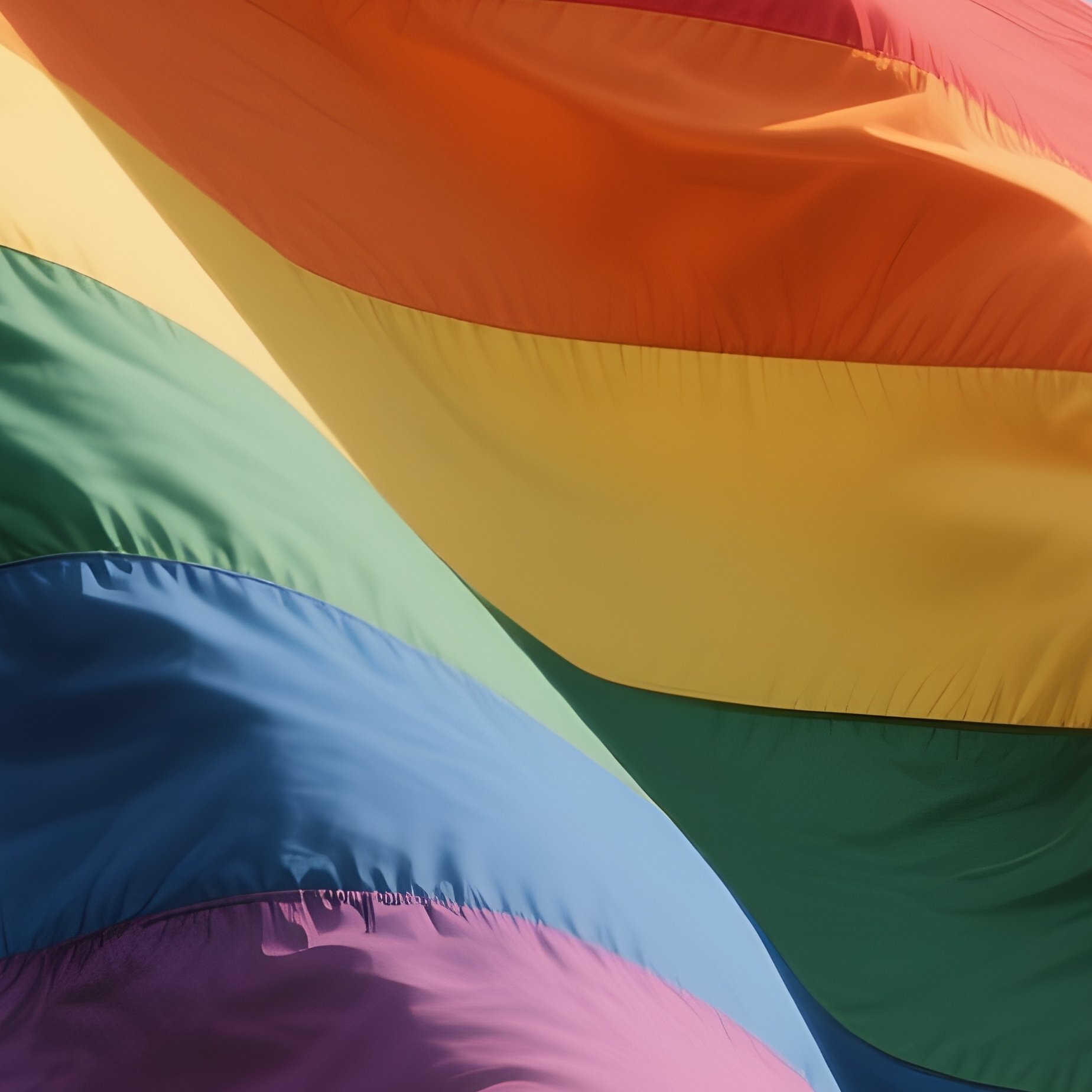 A Photorealistic Rainbow Flag Rippling Strongly In The Wind Against A Dramatic Cloudy Sky. - Full Resolution Quality Preview