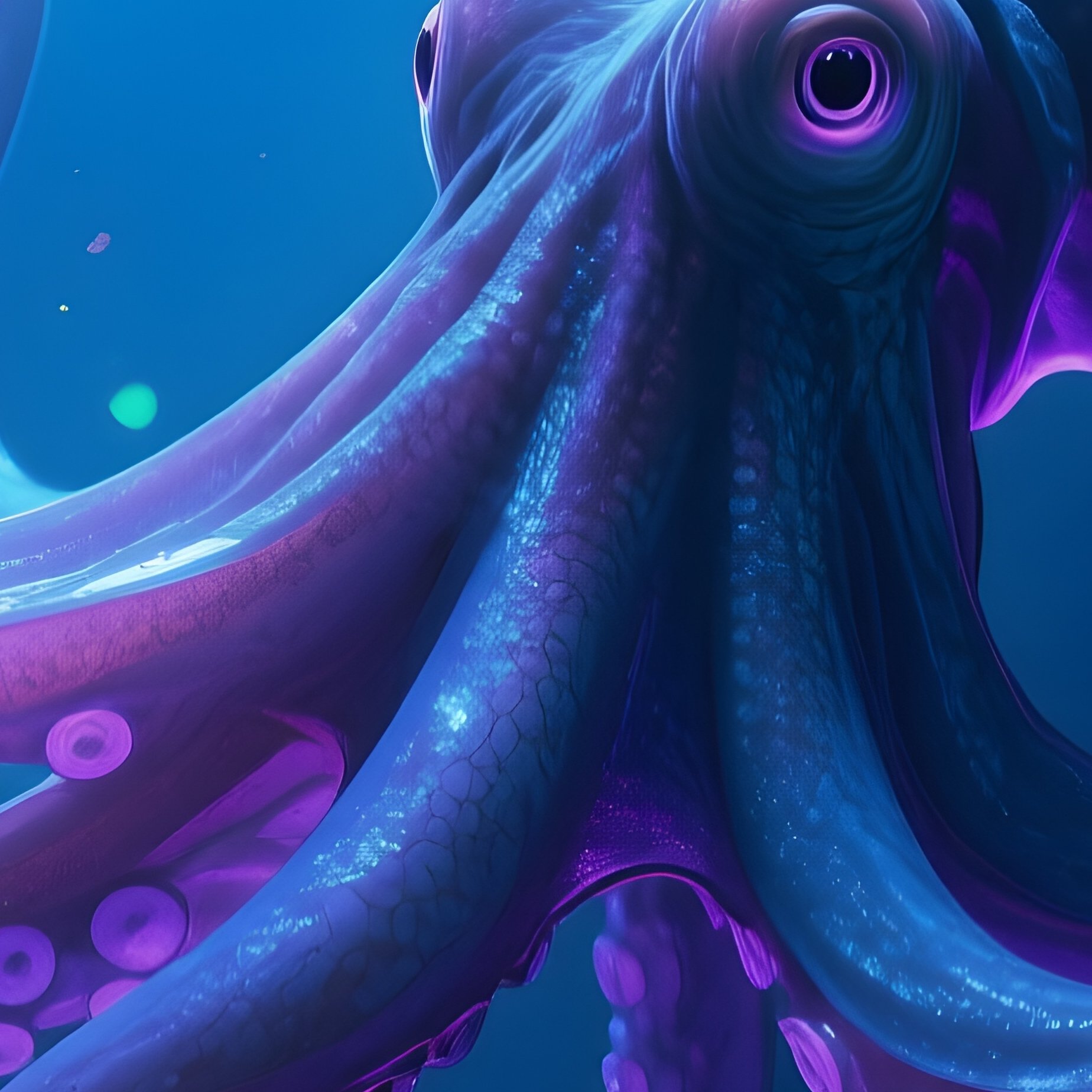 A Photorealistic Render Of A Living Giant Squid Drifting Gracefully Through The Twilight Zone Of The Deep Sea - Full Resolution Quality Preview
