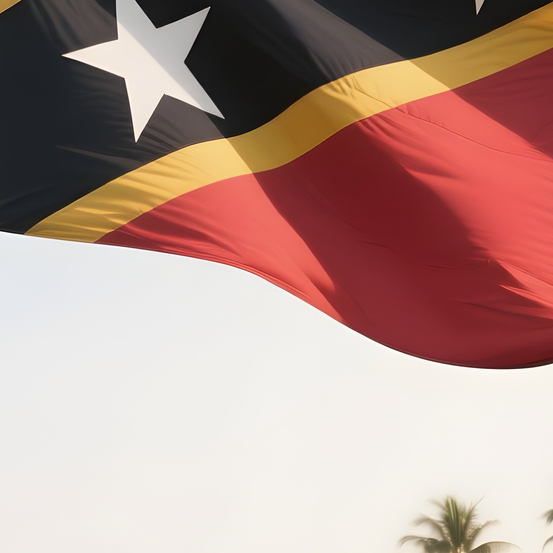 A Photorealistic Saint Kitts And Nevis Flag Waving Above Palm Covered Slopes. - Full Resolution Quality Preview