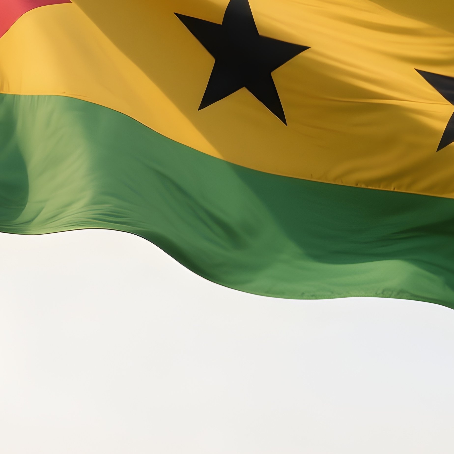 A Photorealistic São Tomé And Príncipe Flag Fluttering Near A Lush Tropical Hill. - Full Resolution Quality Preview