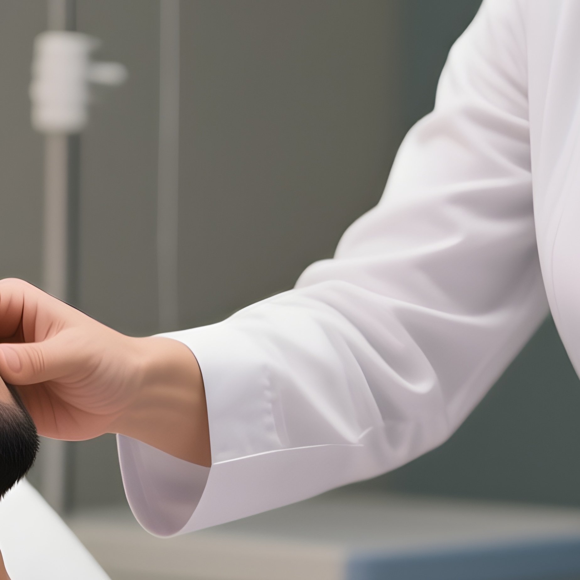 A Photorealistic Scene Of A Middle Eastern Nurse Guiding A White Patient Through Breathing Exercises. - Full Resolution Quality Preview