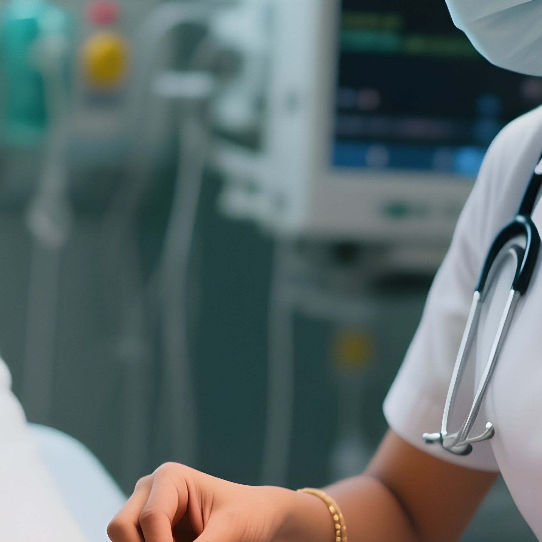 A Photorealistic Scene Of A South Asian Nurse Changing Wound Dressings For A Hispanic Patient Under Sterile Lighting. - Full Resolution Quality Preview