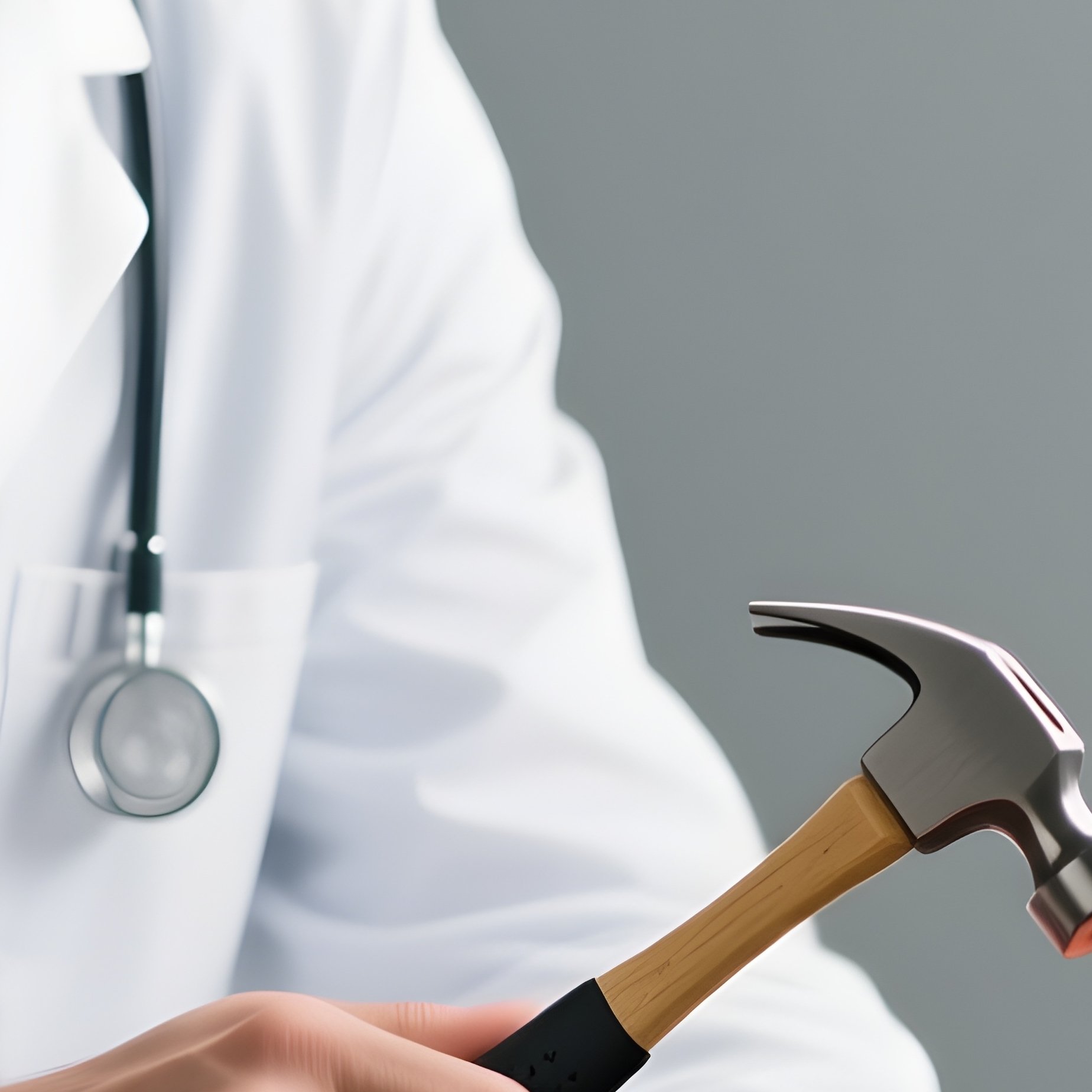 A Photorealistic Scene Of A White Doctor Examining A Middle Eastern Patient’S Reflexes With A Small Hammer. - Full Resolution Quality Preview