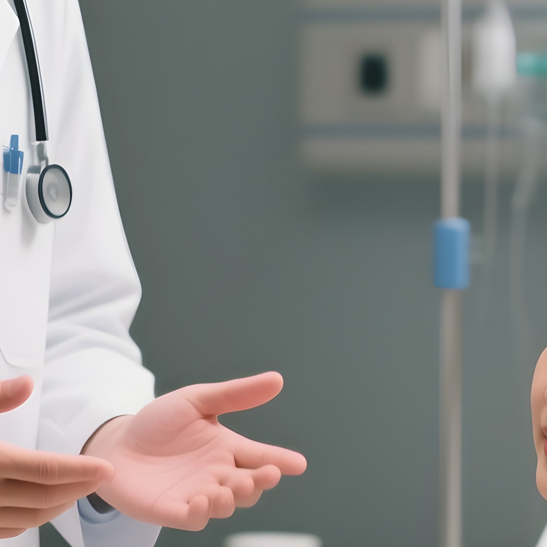 A Photorealistic Scene Of A White Doctor Speaking Gently With An Asian Mother And Her Newborn In A Maternity Suite. - Full Resolution Quality Preview