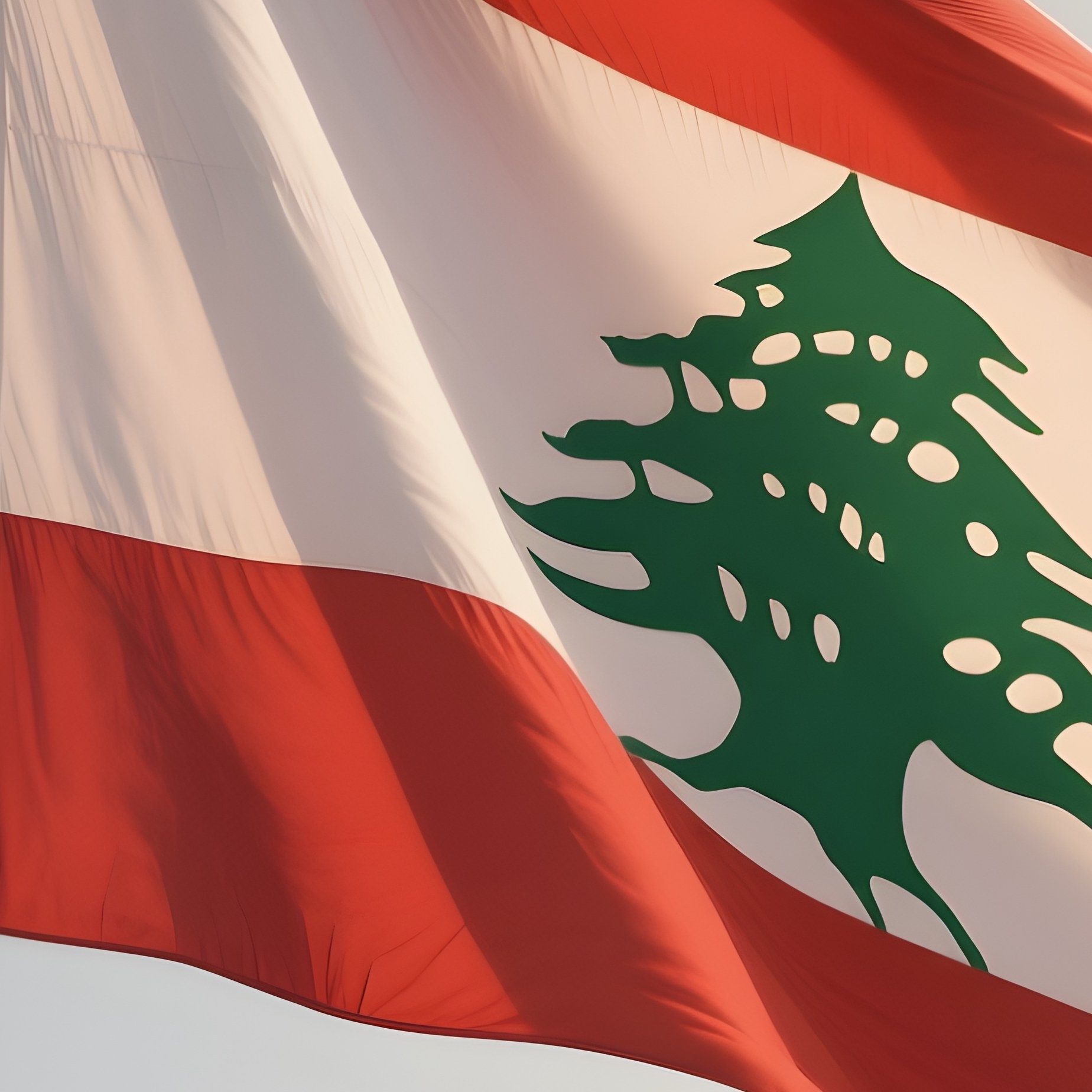 A Photorealistic Scene Of The National Flag Of Lebanon Flying At Half Mast On A Tall Flagpole, Gently Lowering In The Wind Against A Respectful, Calm Backdrop With Soft Natural Lighting. - Full Resolution Quality Preview