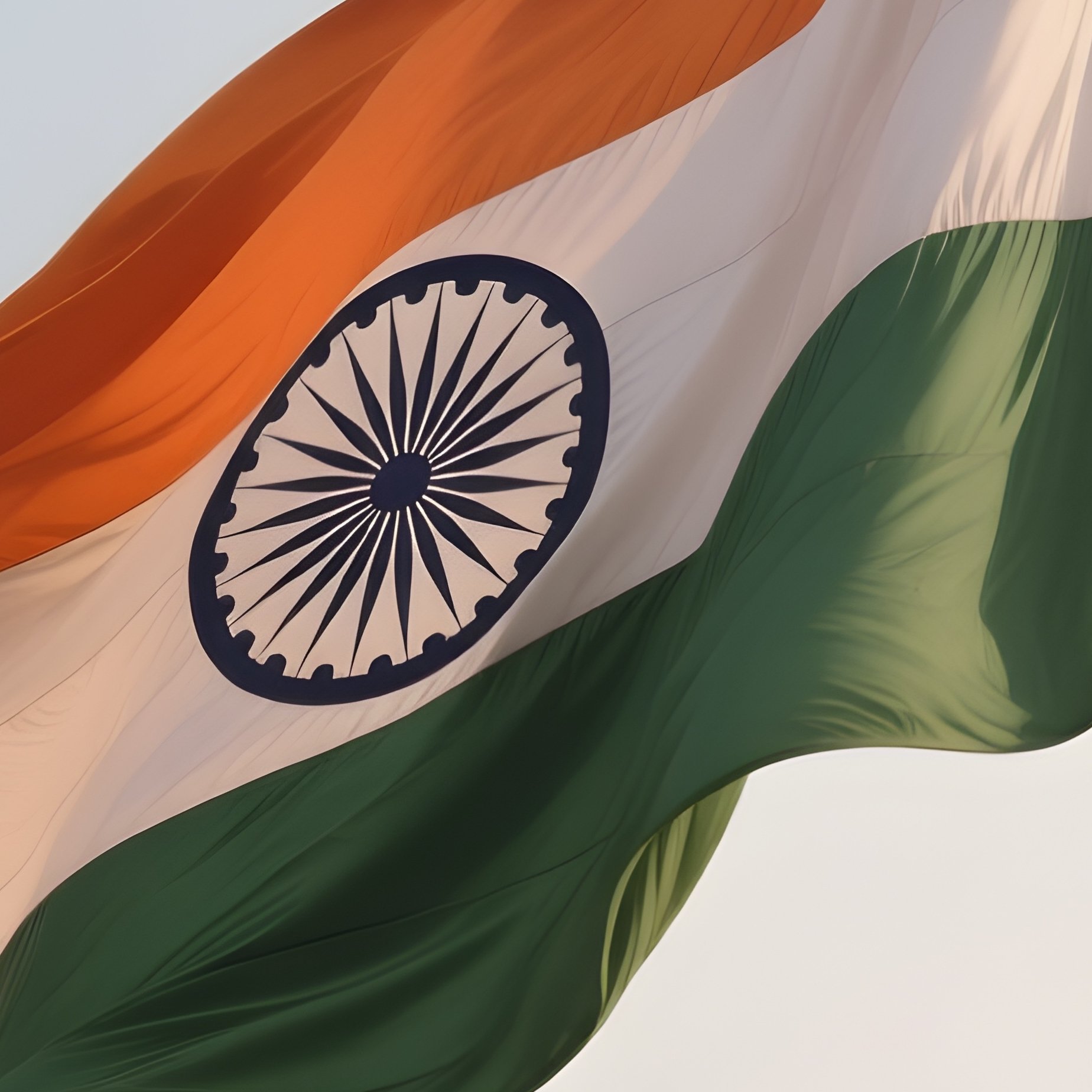 A Photorealistic Scene Of The National Flag Of India Flying At Half Mast On A Tall Flagpole, Gently Lowering In The Wind Against A Respectful, Calm Backdrop With Soft Natural Lighting. - Full Resolution Quality Preview