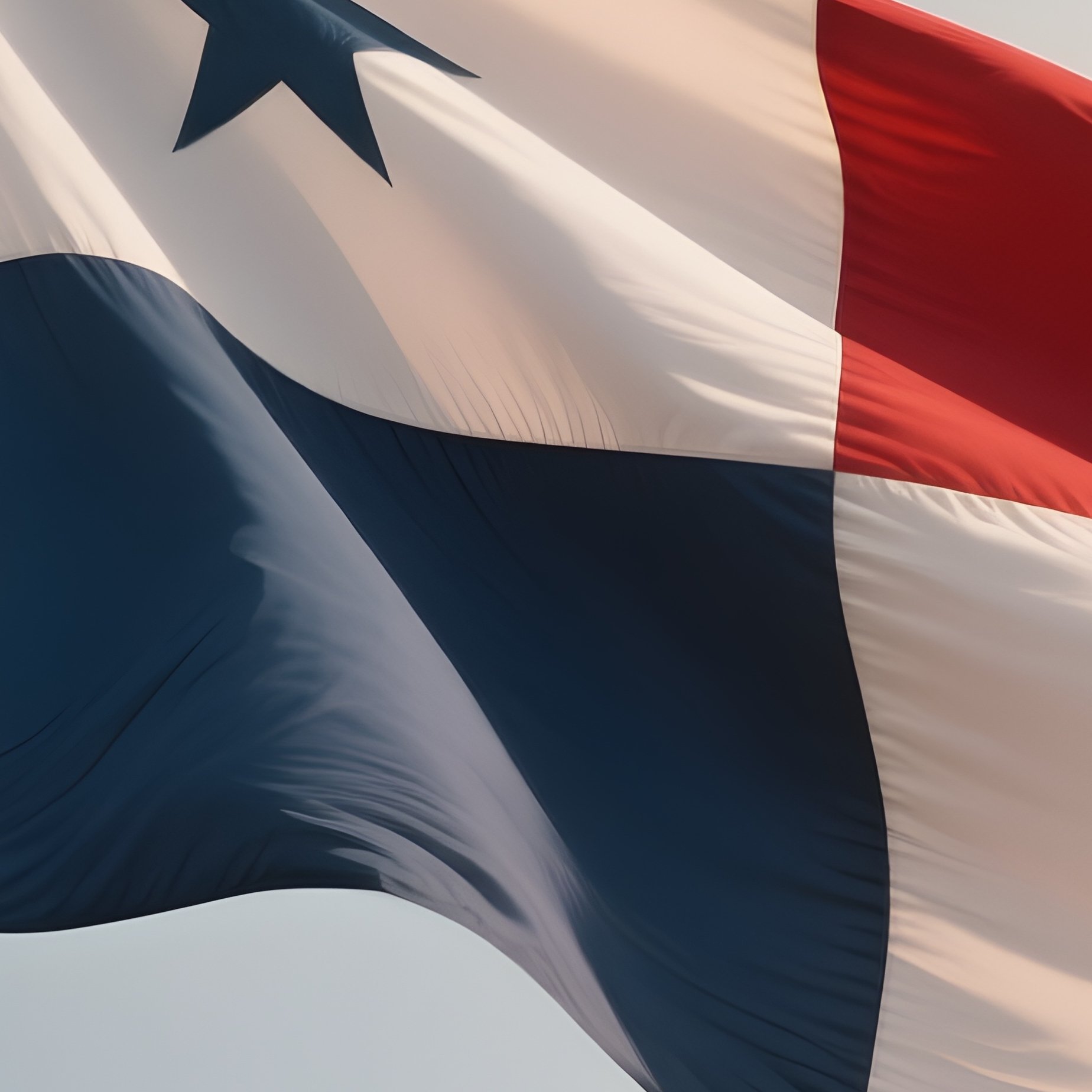 A Photorealistic Scene Of The National Flag Of Panama Flying At Half Mast On A Tall Flagpole, Gently Lowering In The Wind Against A Respectful, Calm Backdrop With Soft Natural Lighting. - Full Resolution Quality Preview