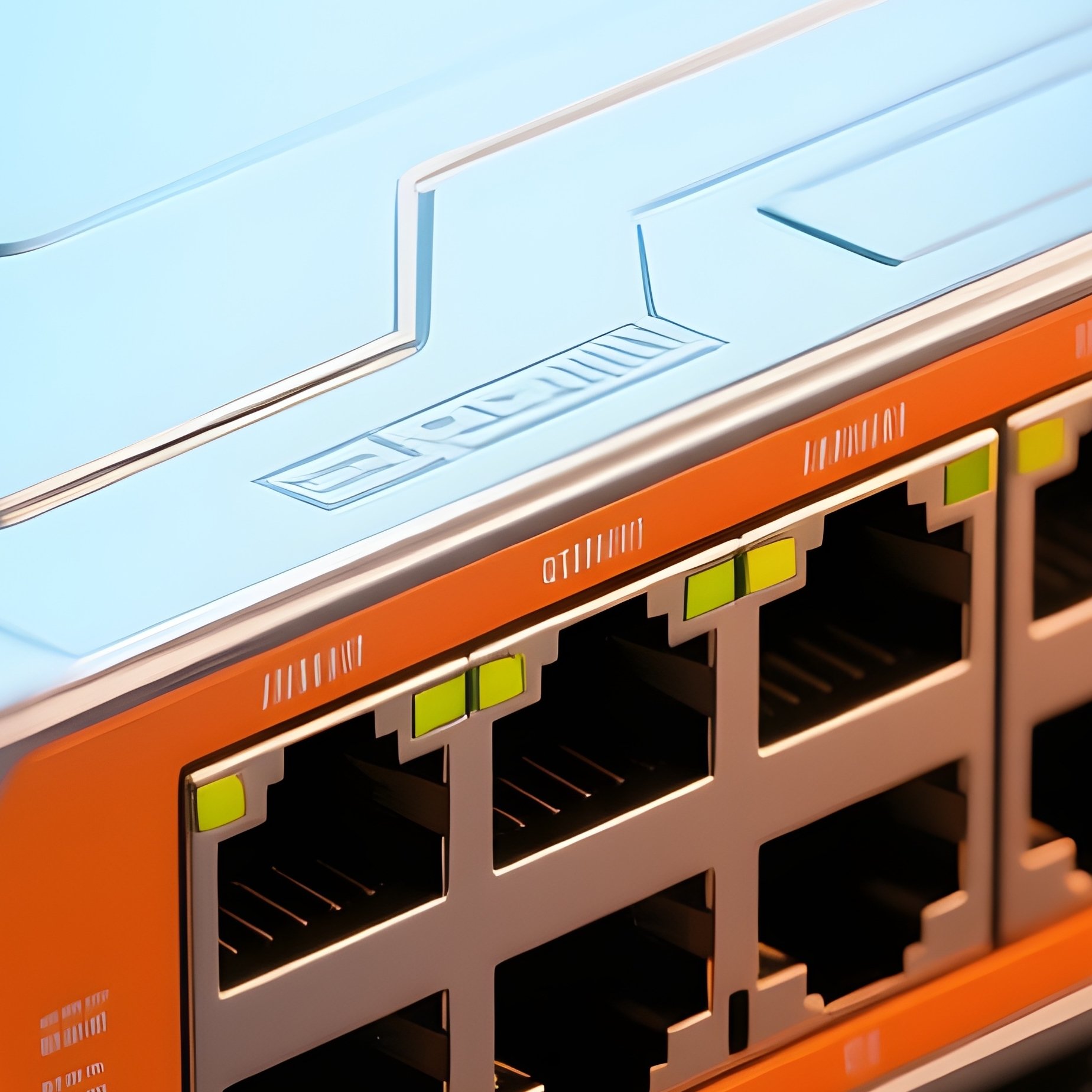 A Photorealistic Science Fiction Image Of A Network Switch Close Up - Full Resolution Quality Preview