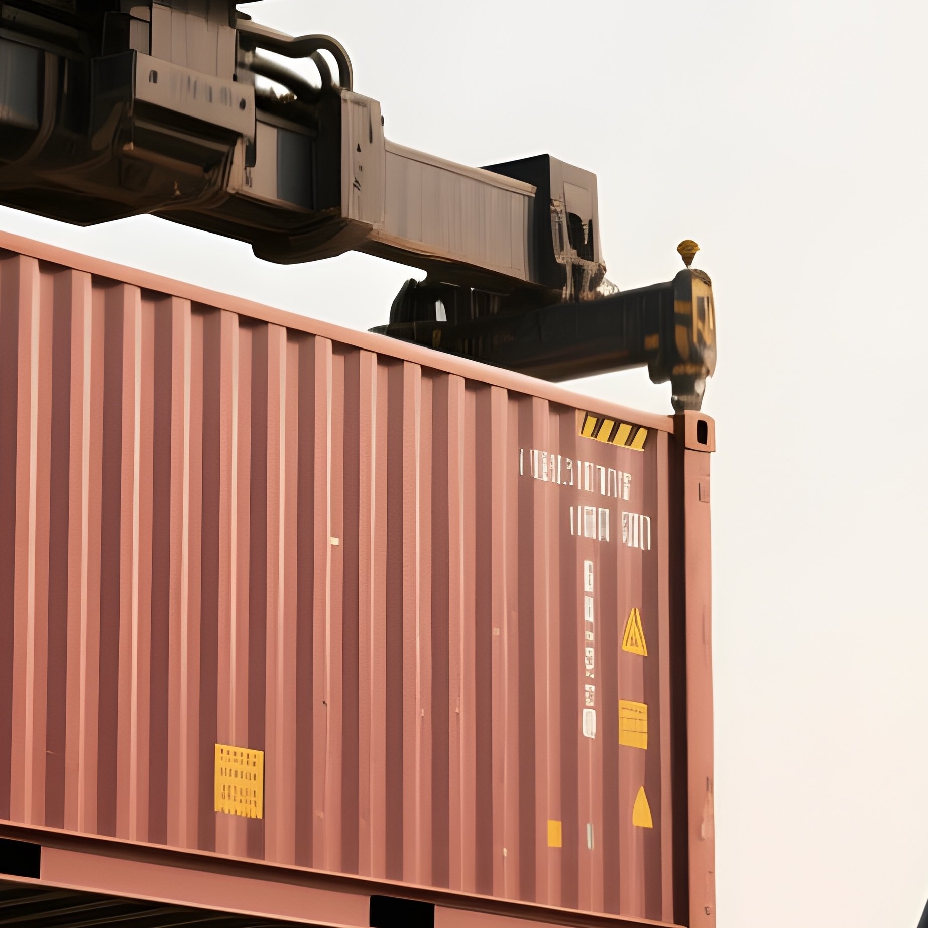 A Photorealistic Side Loader Hoisting A Container From Ground Level Into Its Frame With Hydraulic Arms Extended. - Full Resolution Quality Preview