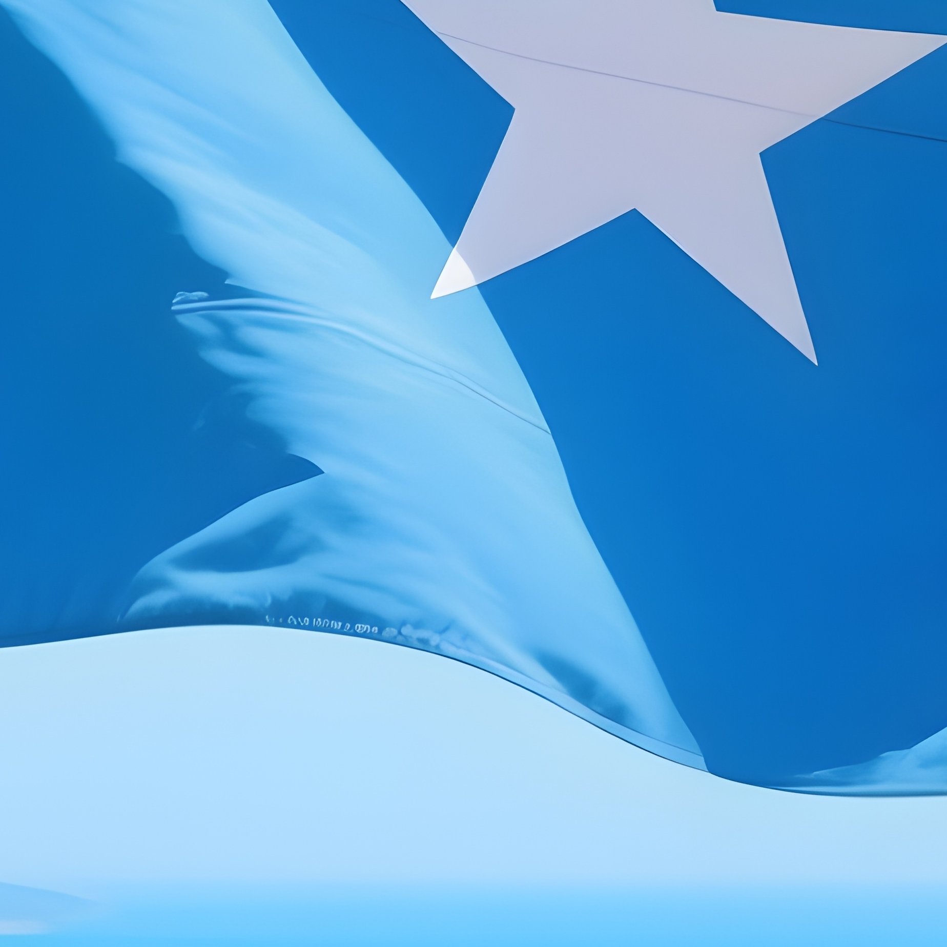 A Photorealistic Somali Flag Fluttering Above A Bright Blue Coastal Landscape. - Full Resolution Quality Preview