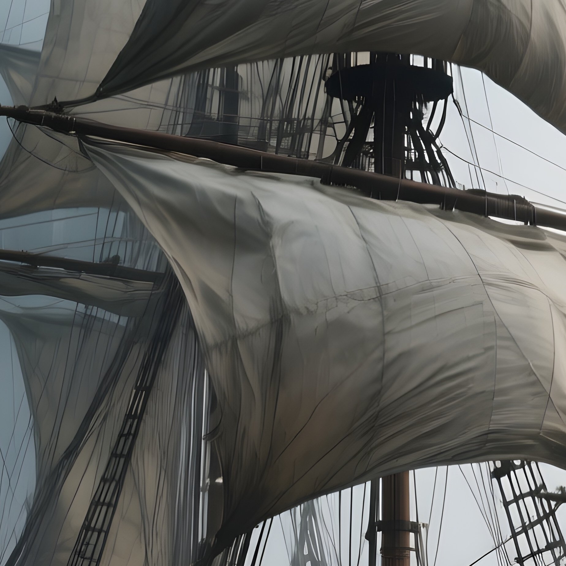 A Photorealistic Storm Tossed Vessel With Its Flag Bent Intensely Against Strong Offshore Winds. - Full Resolution Quality Preview
