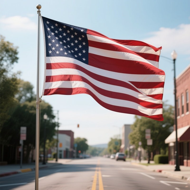 A Photorealistic Straight Ally Flag Waving On A Breezy Open Street.
